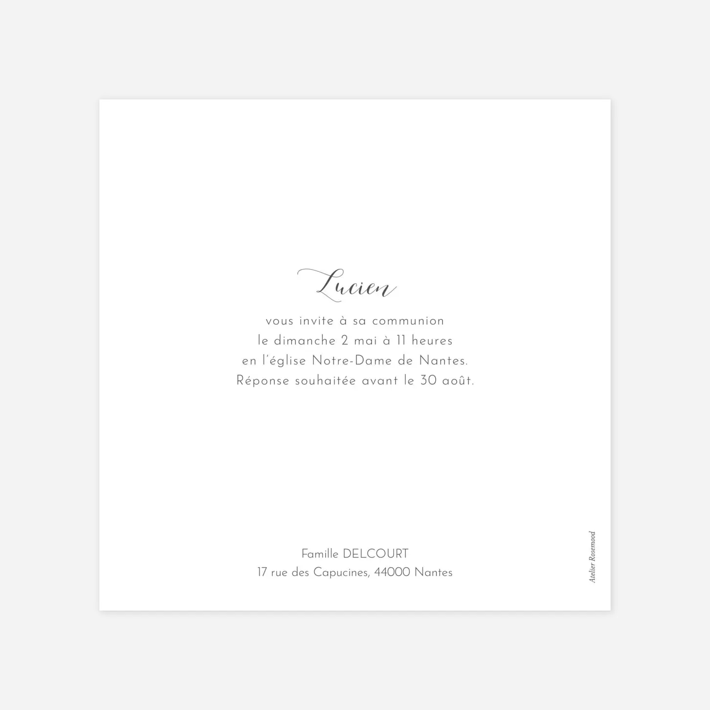 Invitation communion Feuille d'or