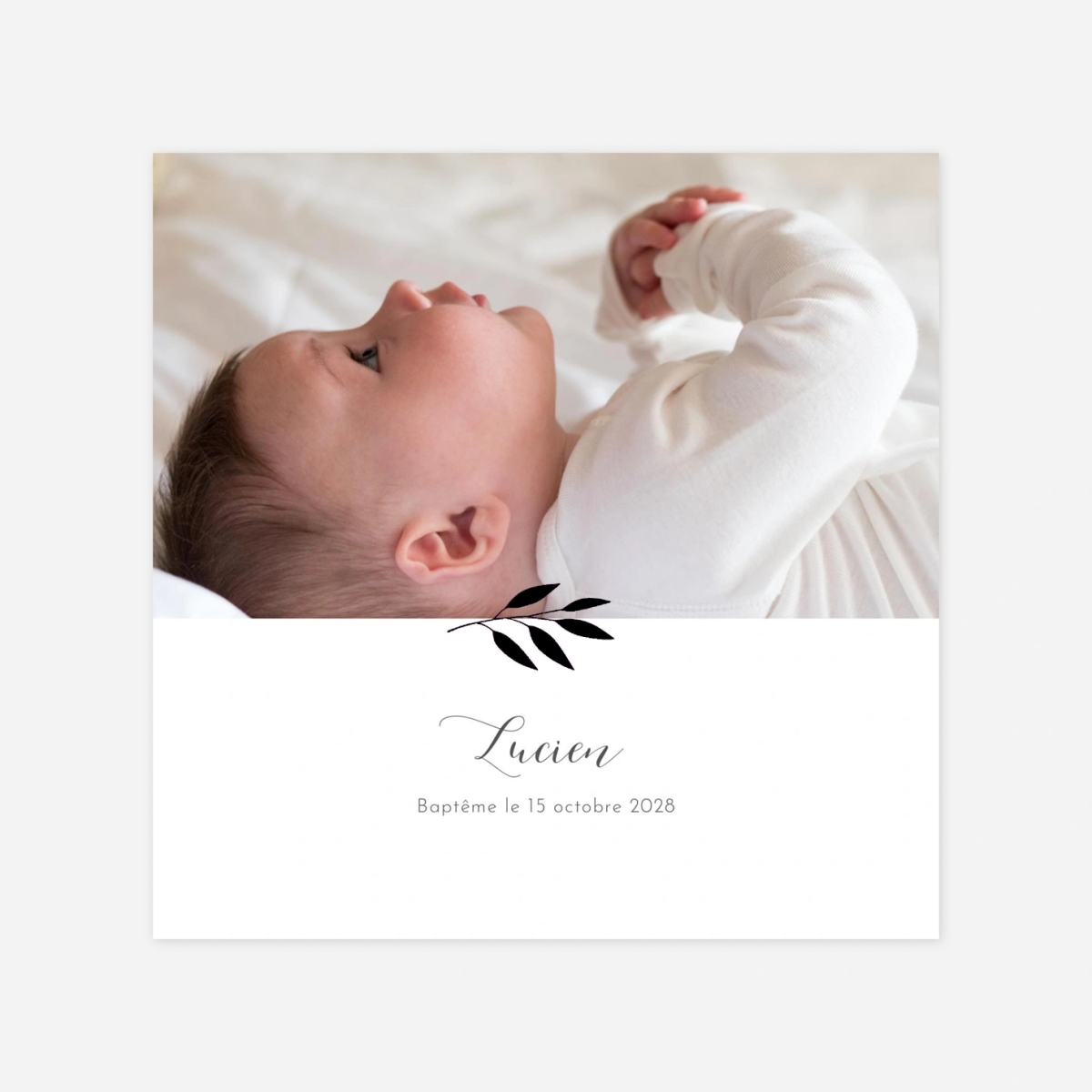 Faire-part baptême Feuille d'or