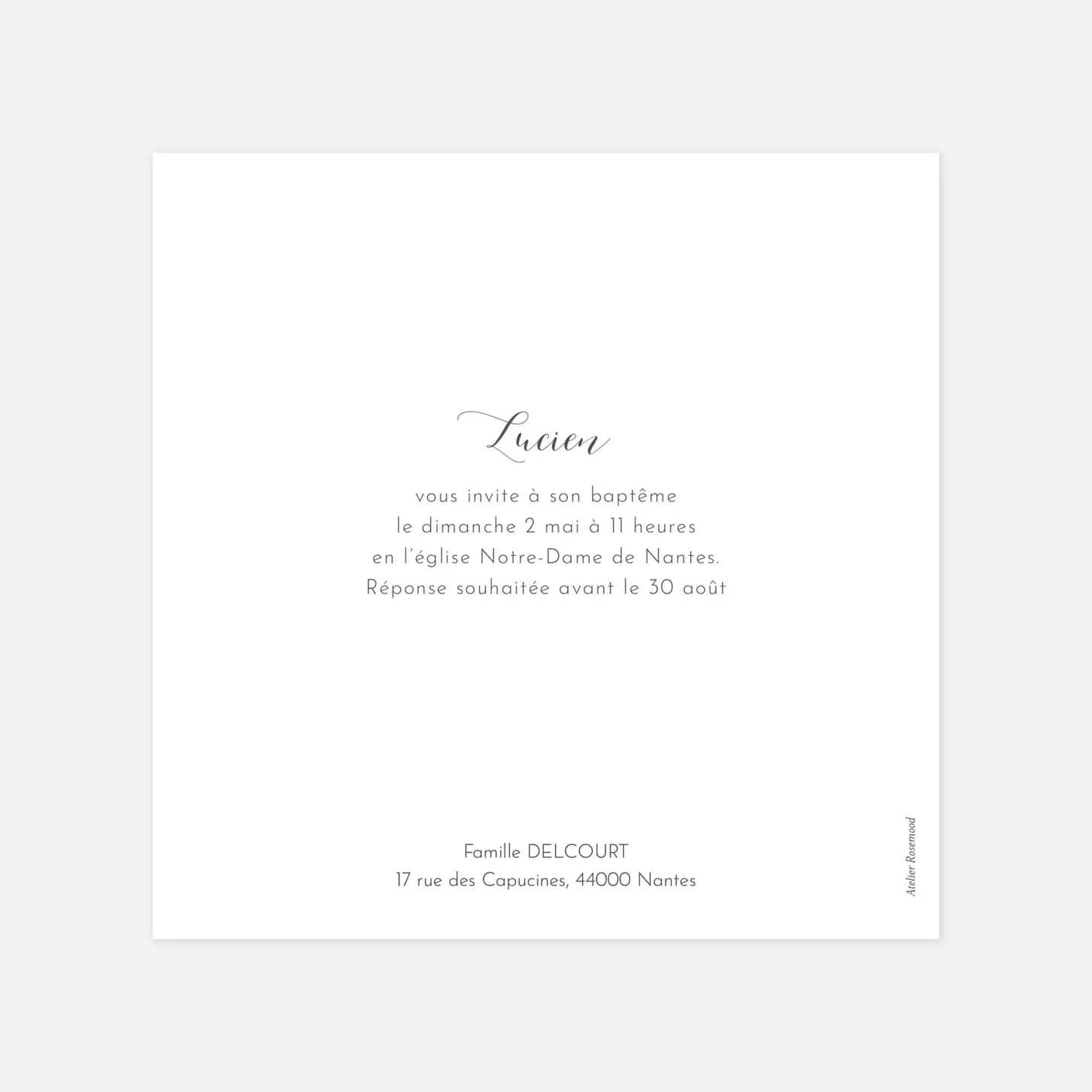 Faire-part baptême Feuille d'or