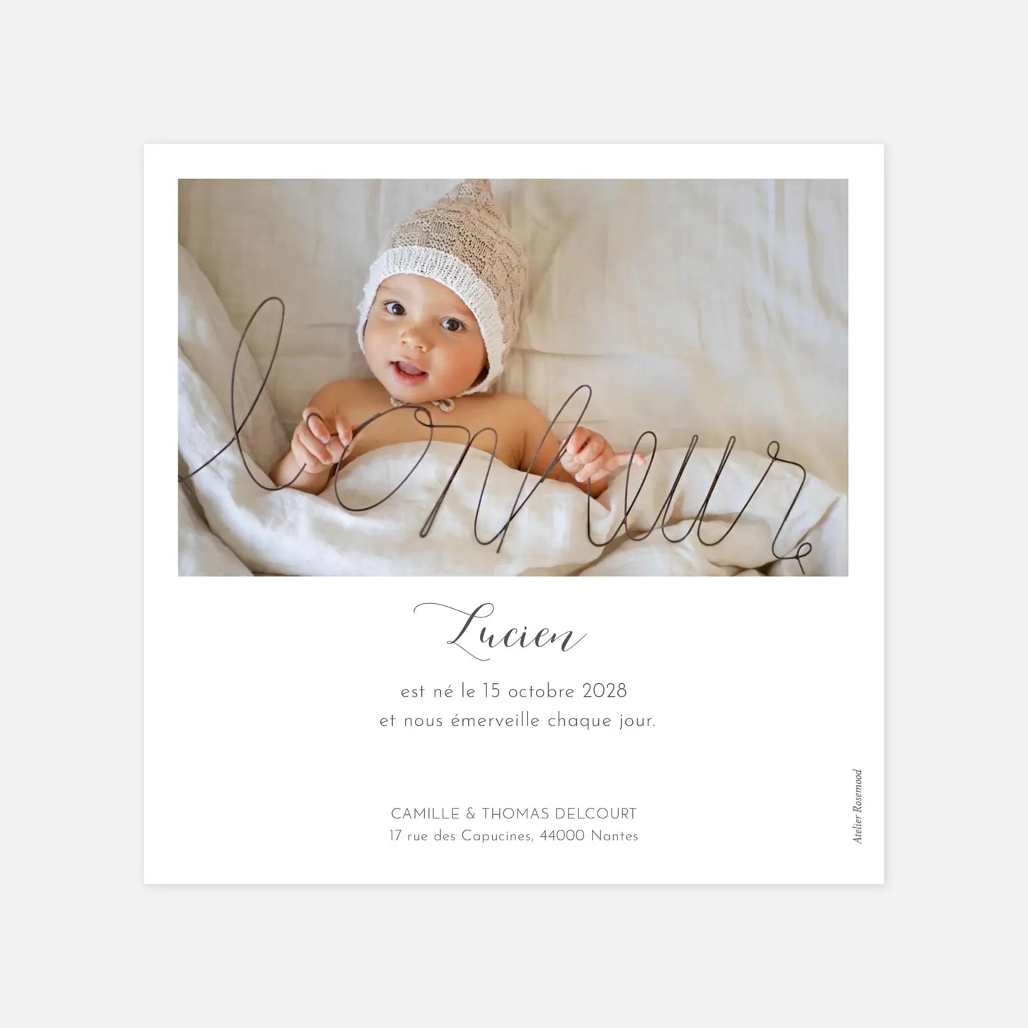 Faire-part naissance Feuille d'or