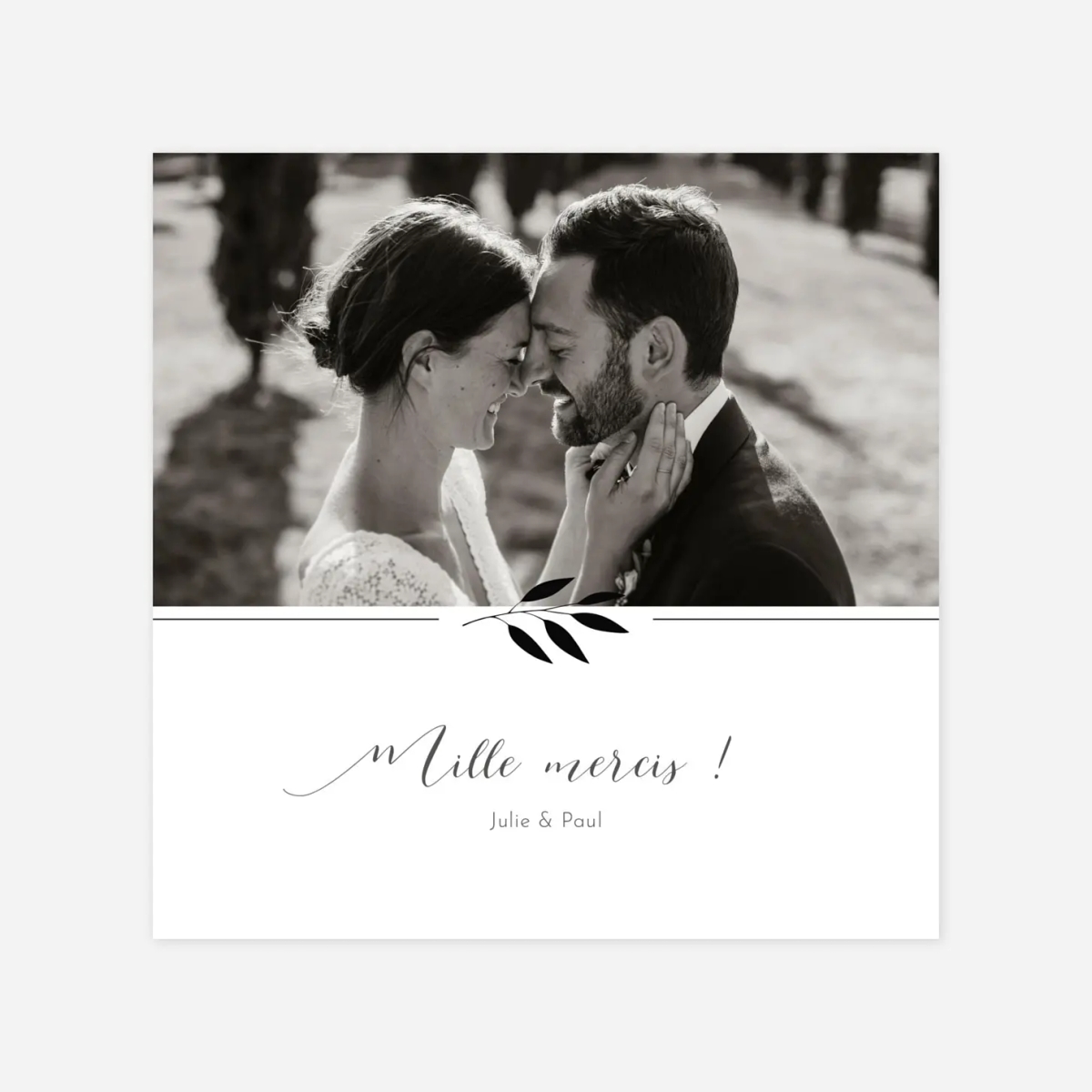 Carte de remerciements Feuille d'or