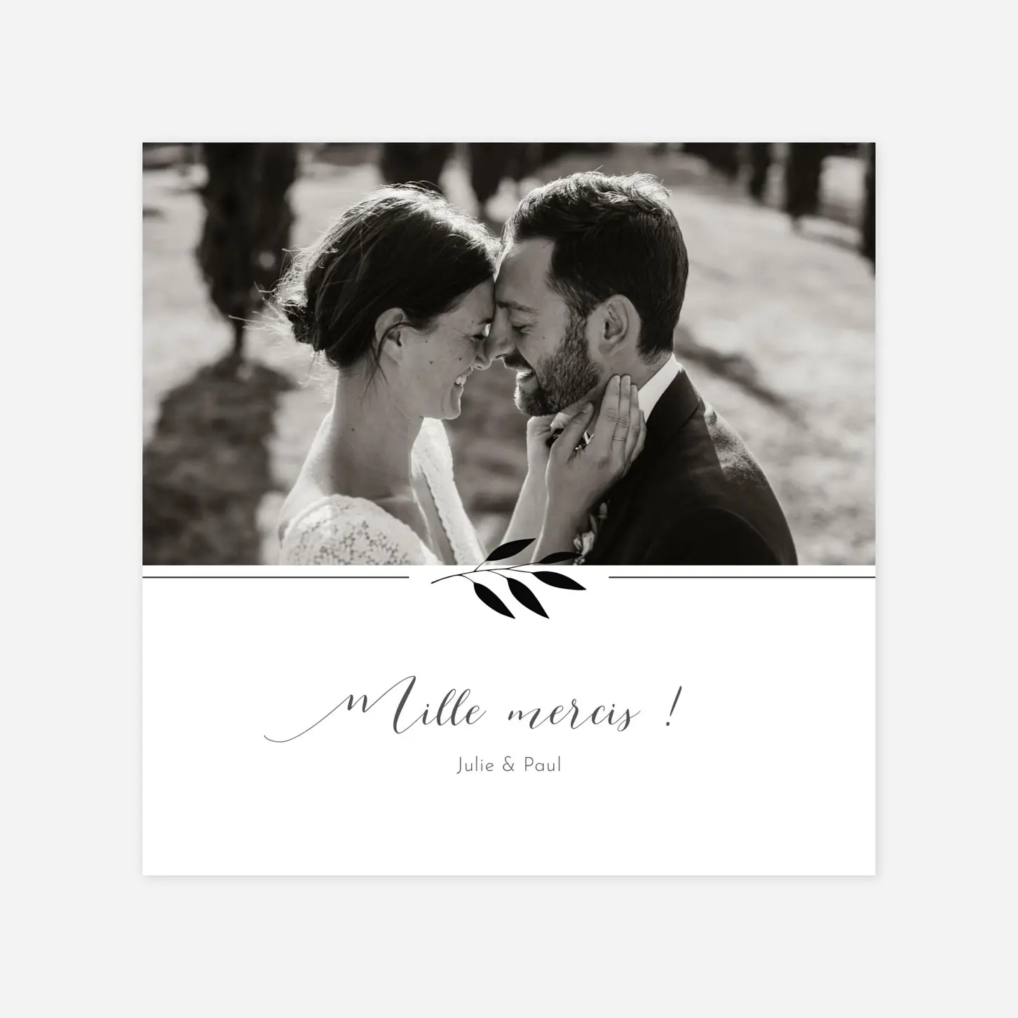 Carte de remerciements Feuille d'or