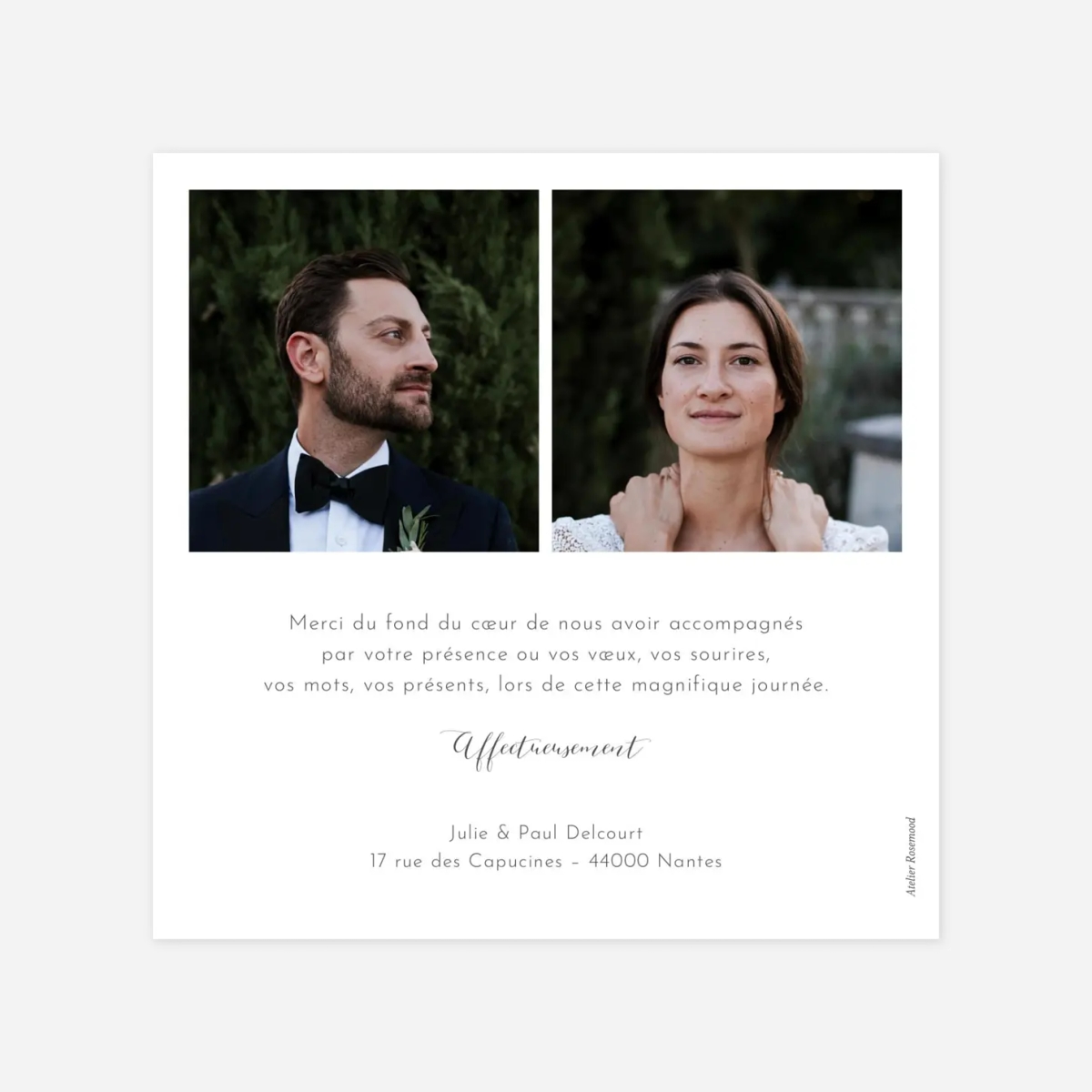 Carte de remerciements Feuille d'or