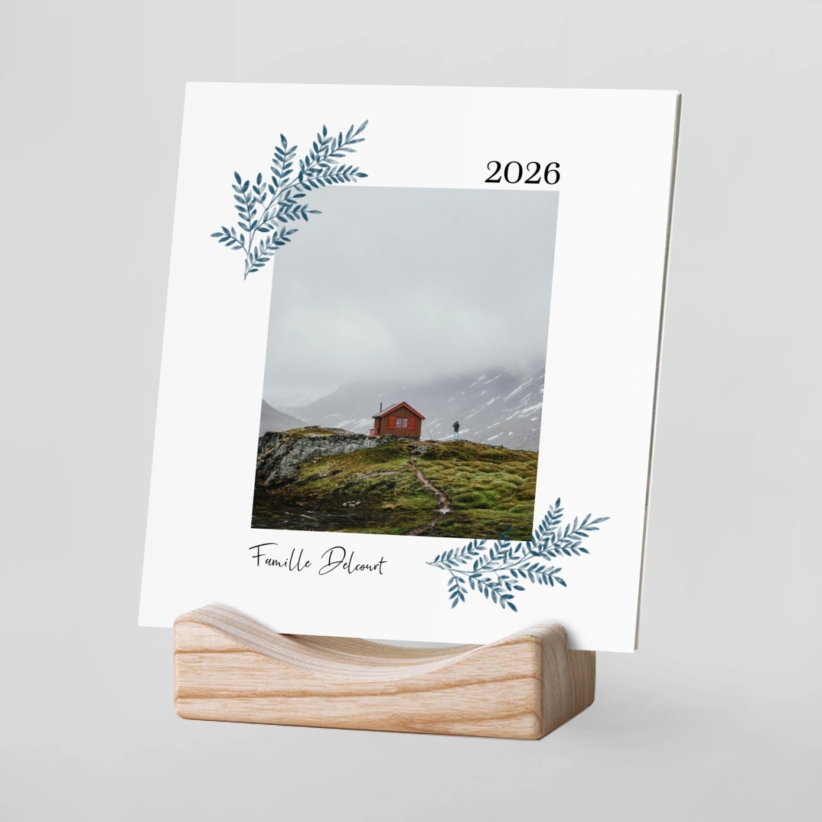 Calendrier photo avec support bois Feuillage