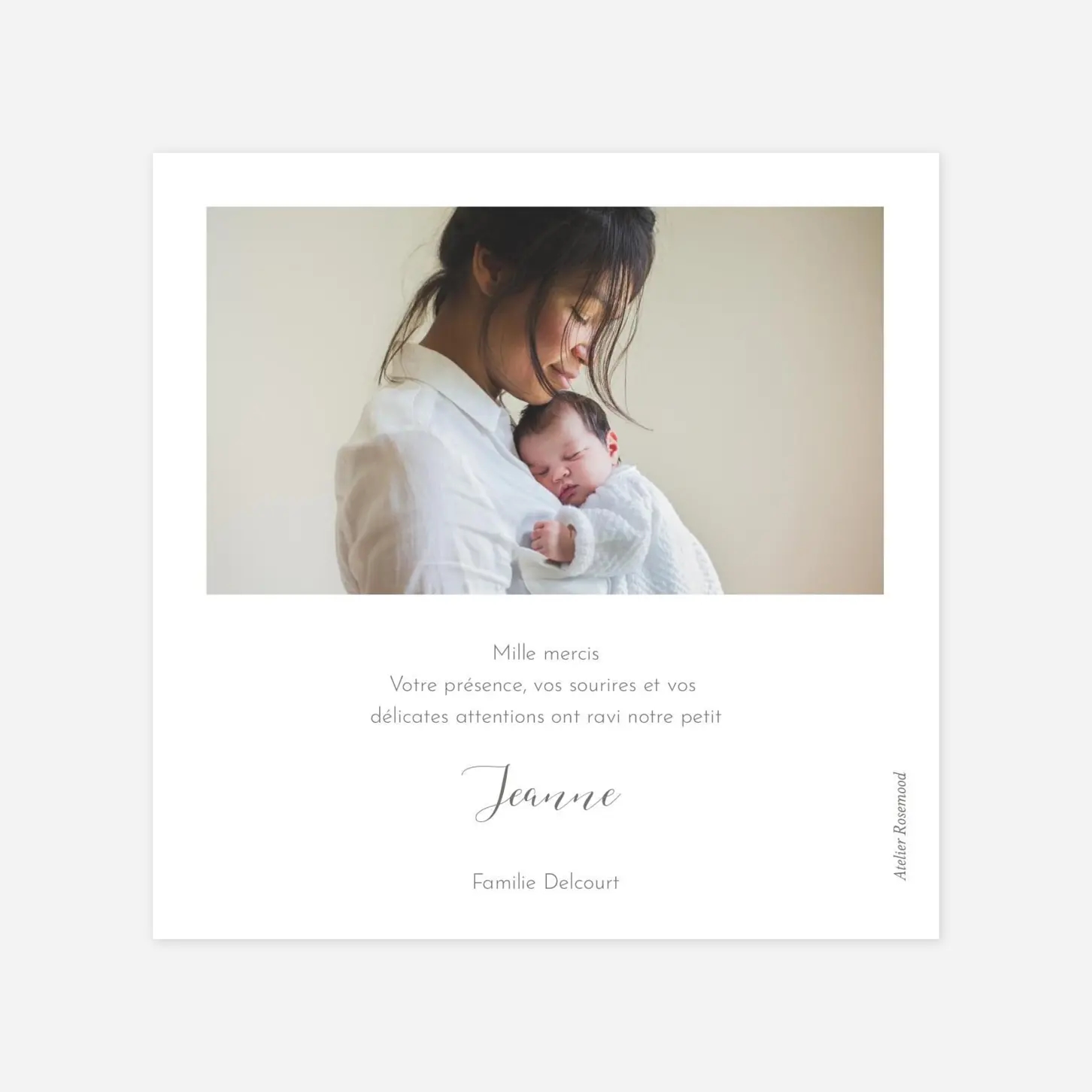 Carte remerciement naissance Feuillaison