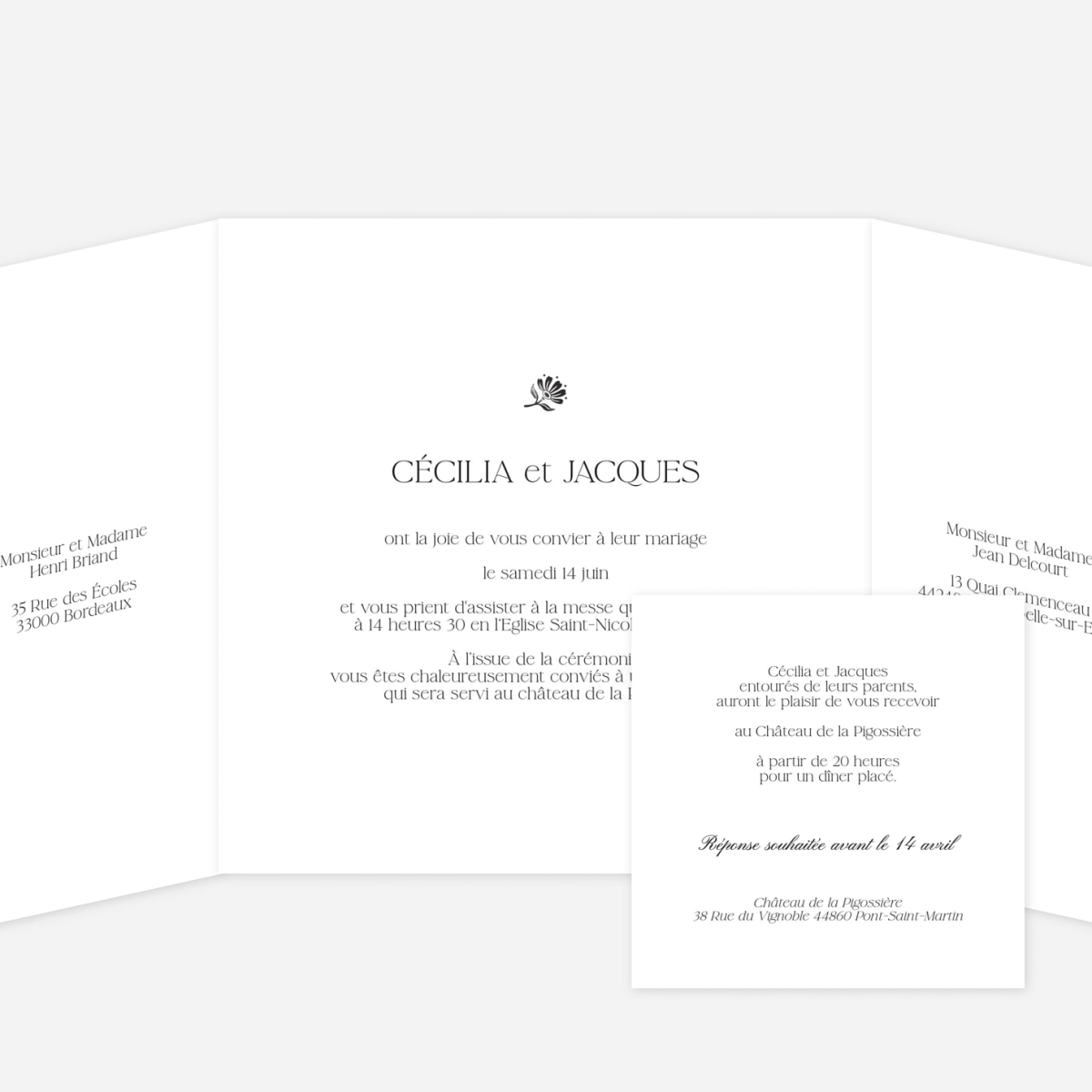 Faire-part mariage Fleur minimale