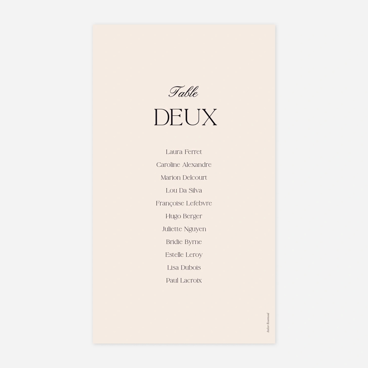 Nom de table mariage Fleur minimale