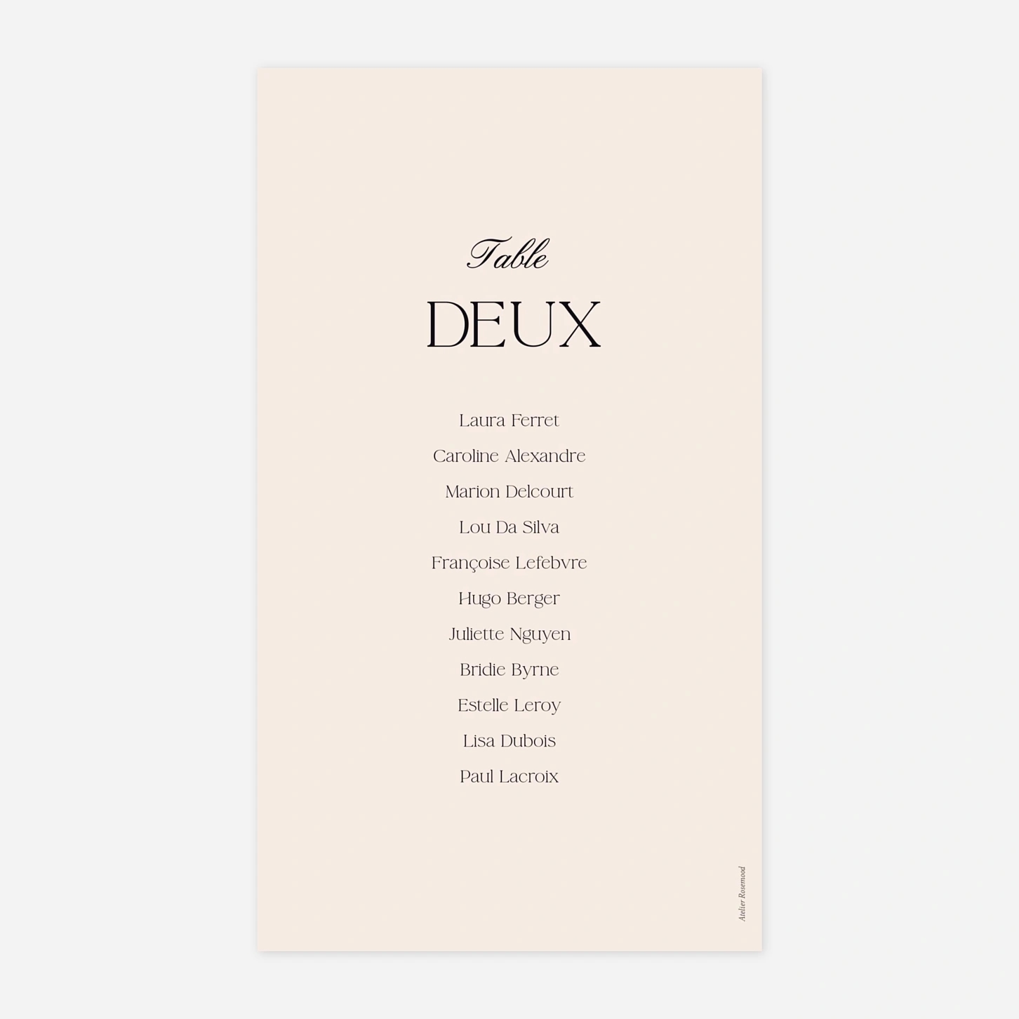 Nom de table mariage Fleur minimale