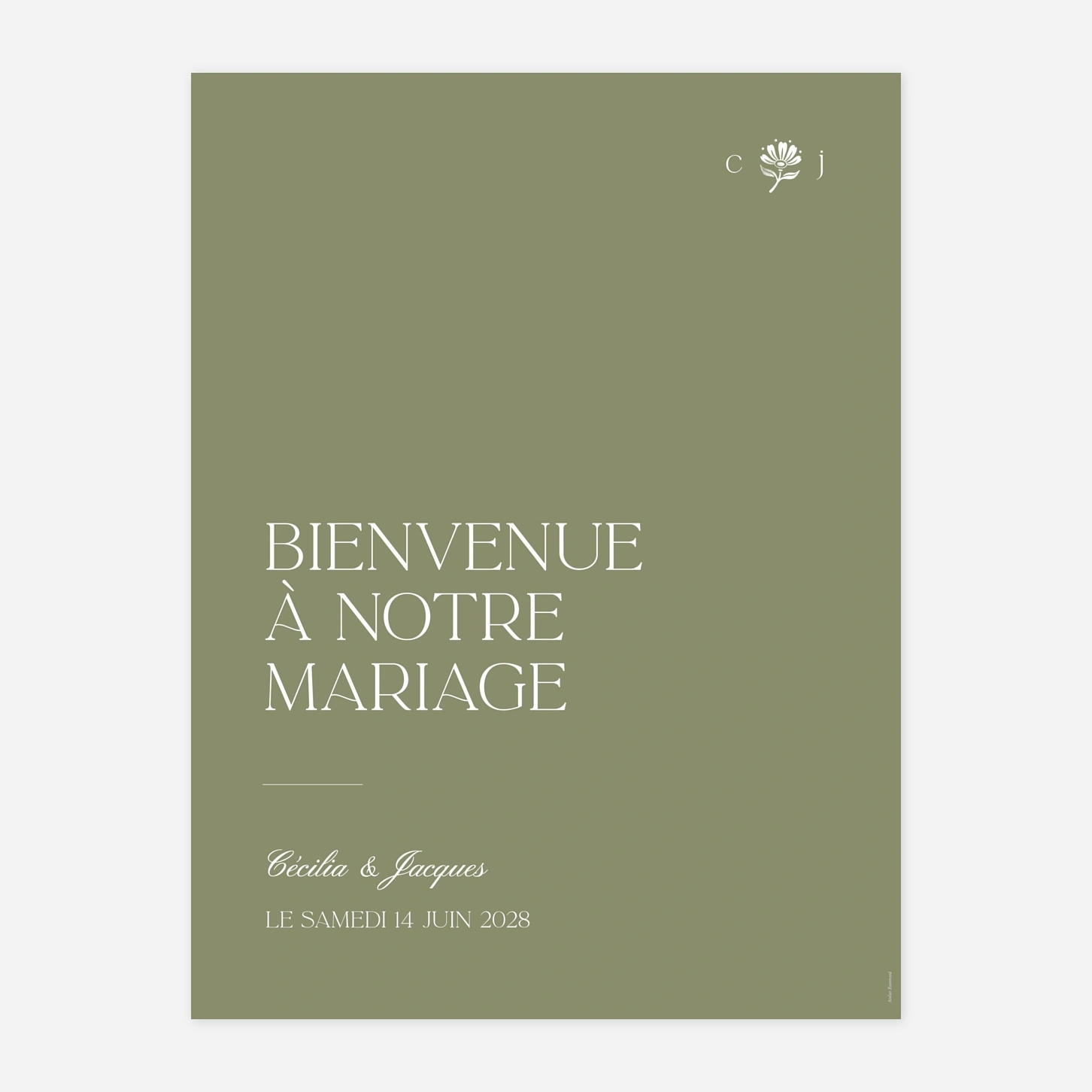 Panneau mariage Fleur minimale