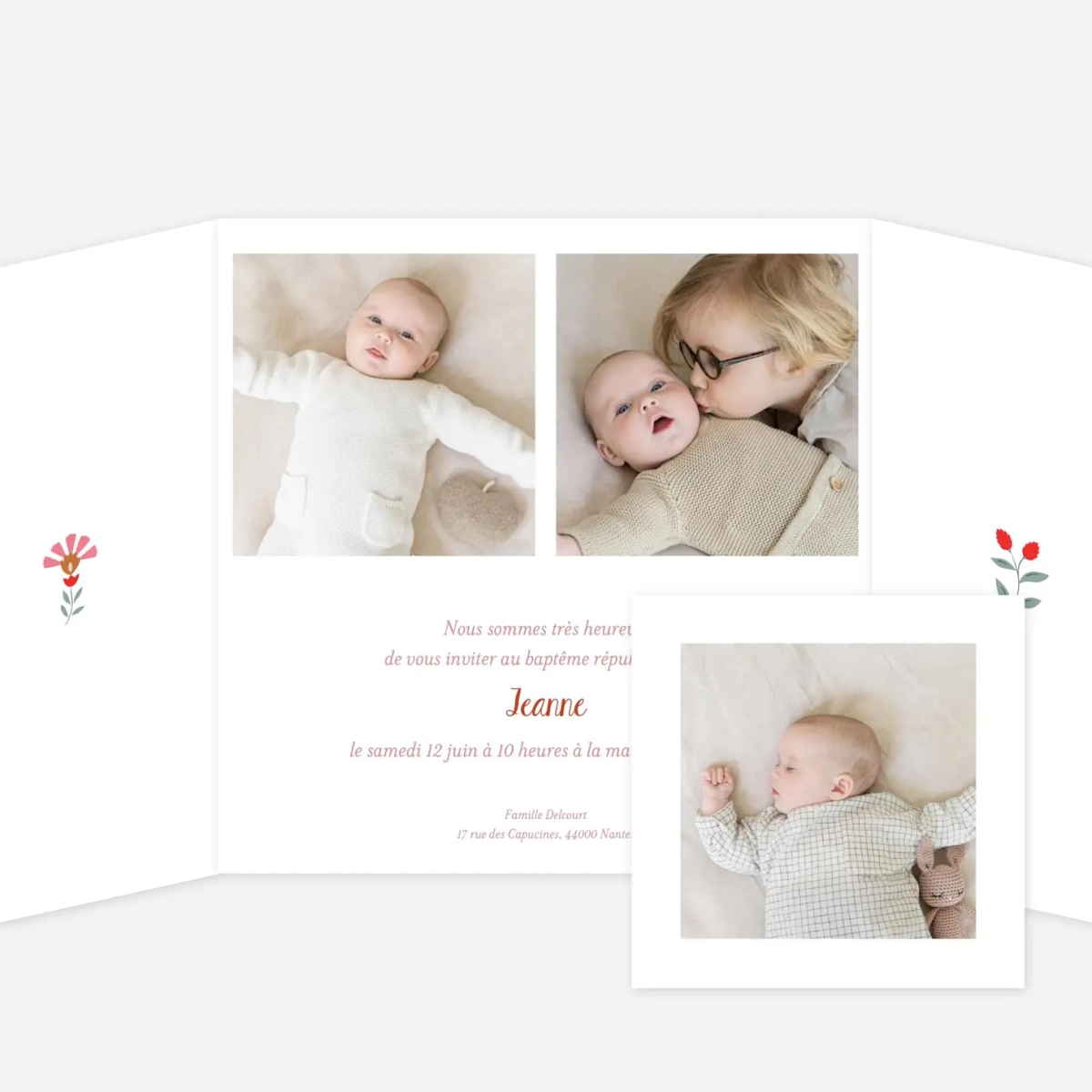Faire-part baptême Flora