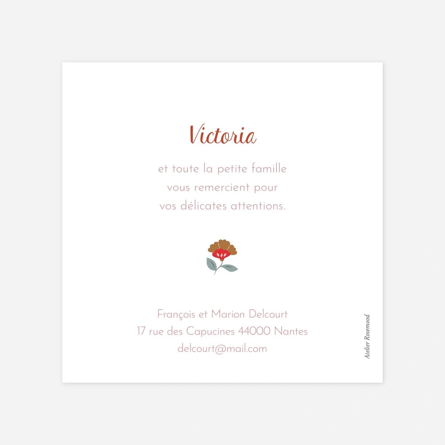 Carte remerciement naissance Flora