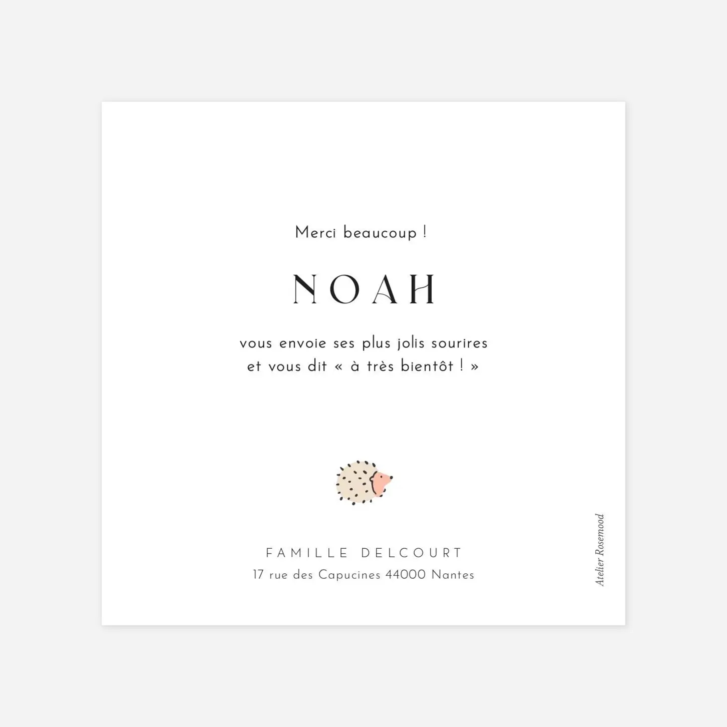 Carte remerciement naissance Forêt enchantée