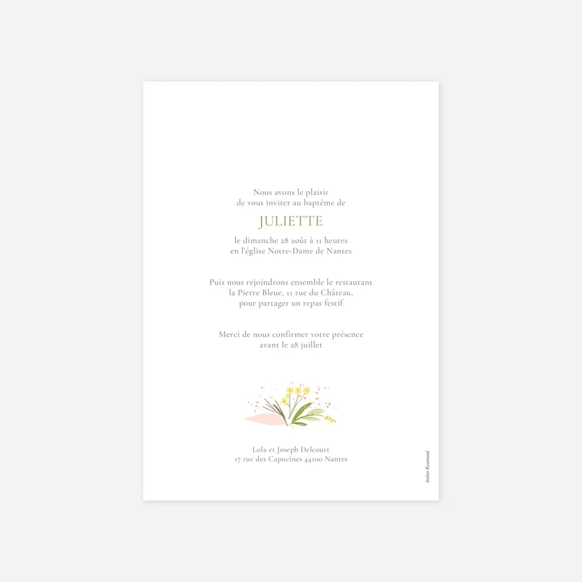 Faire-part baptême Gaieté