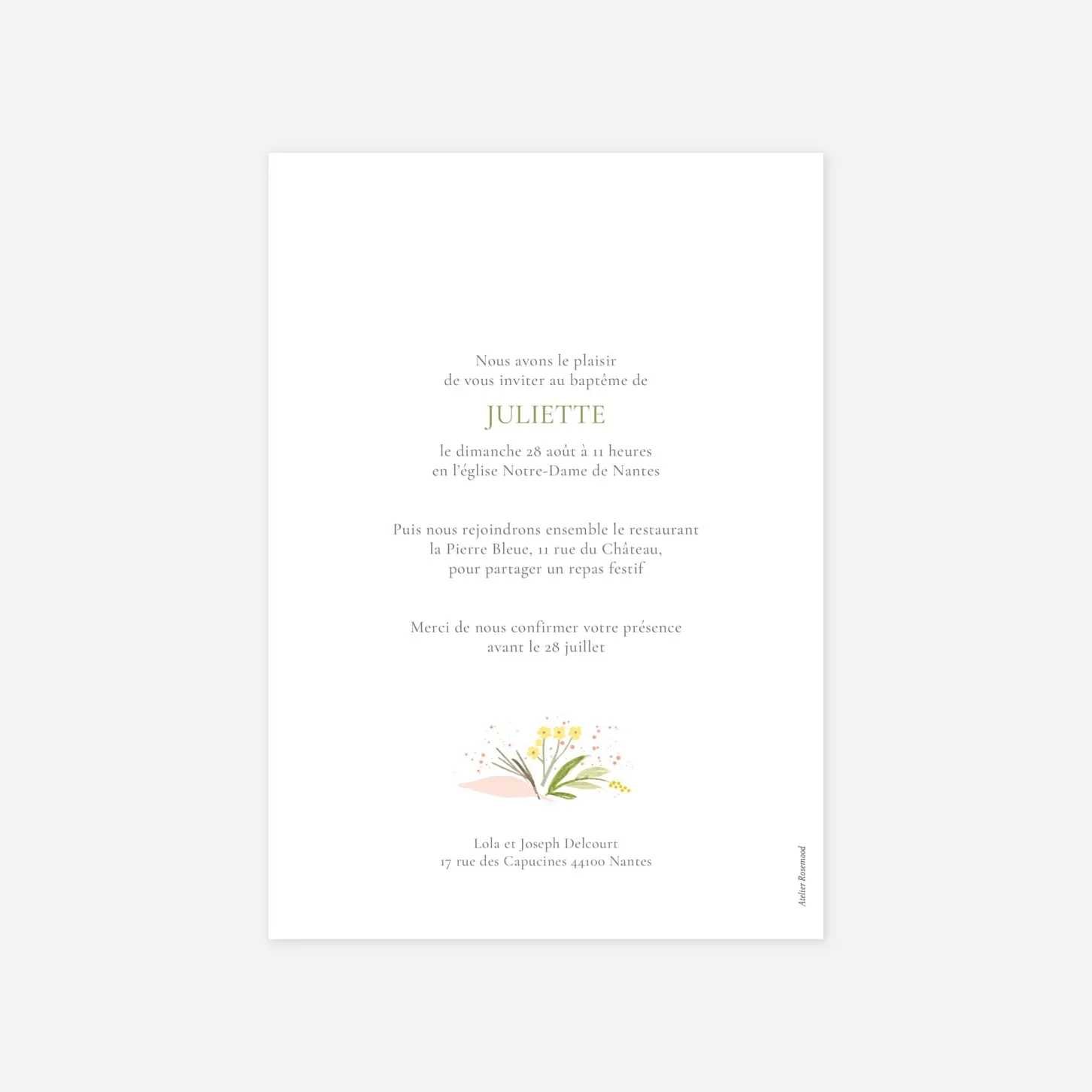 Faire-part baptême Gaieté