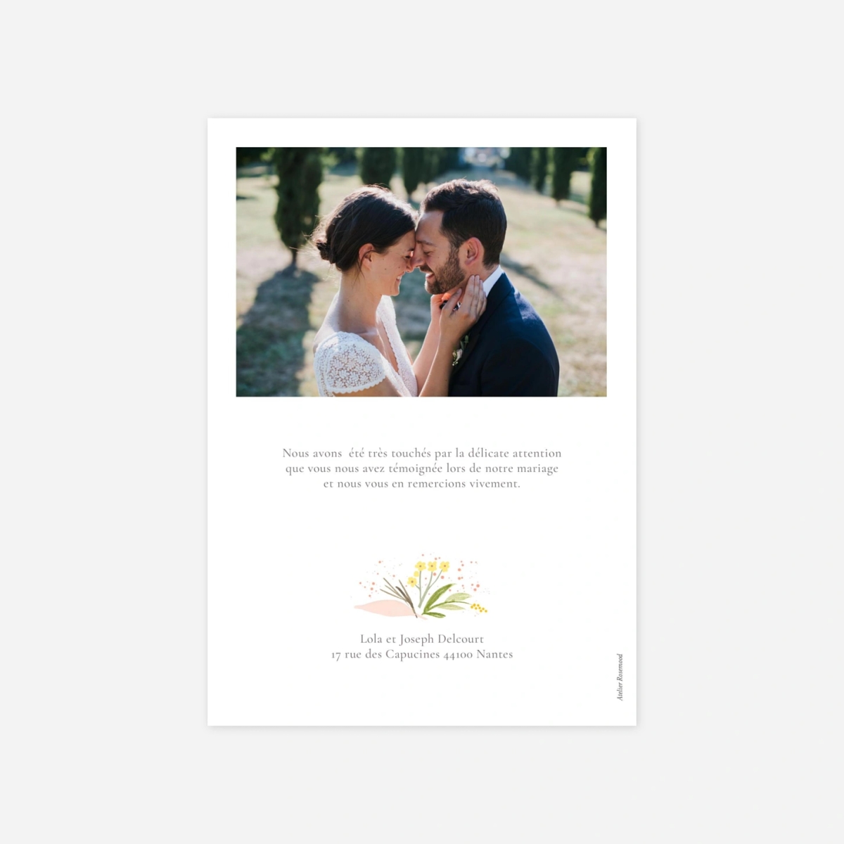 Carte de remerciements Gaieté