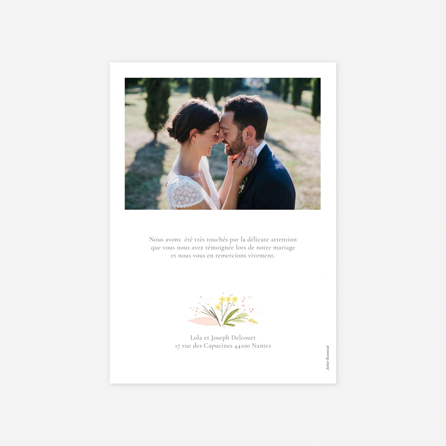 Carte de remerciements Gaieté