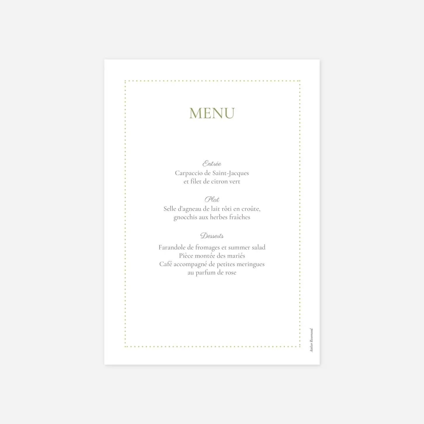 Menu baptême Gaieté