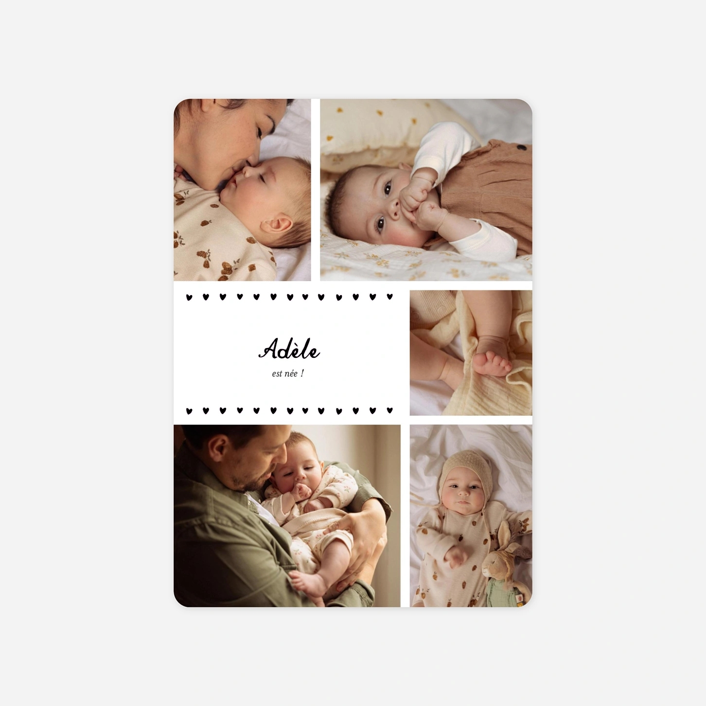 Faire-part naissance Guirlande de coeurs