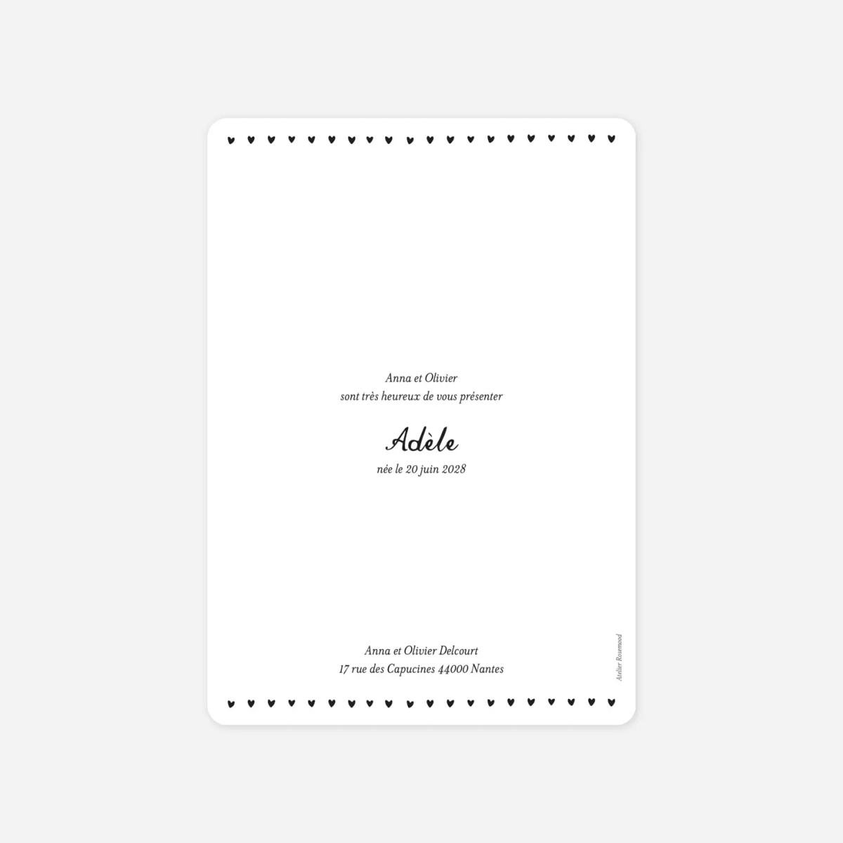 Faire-part naissance Guirlande de coeurs