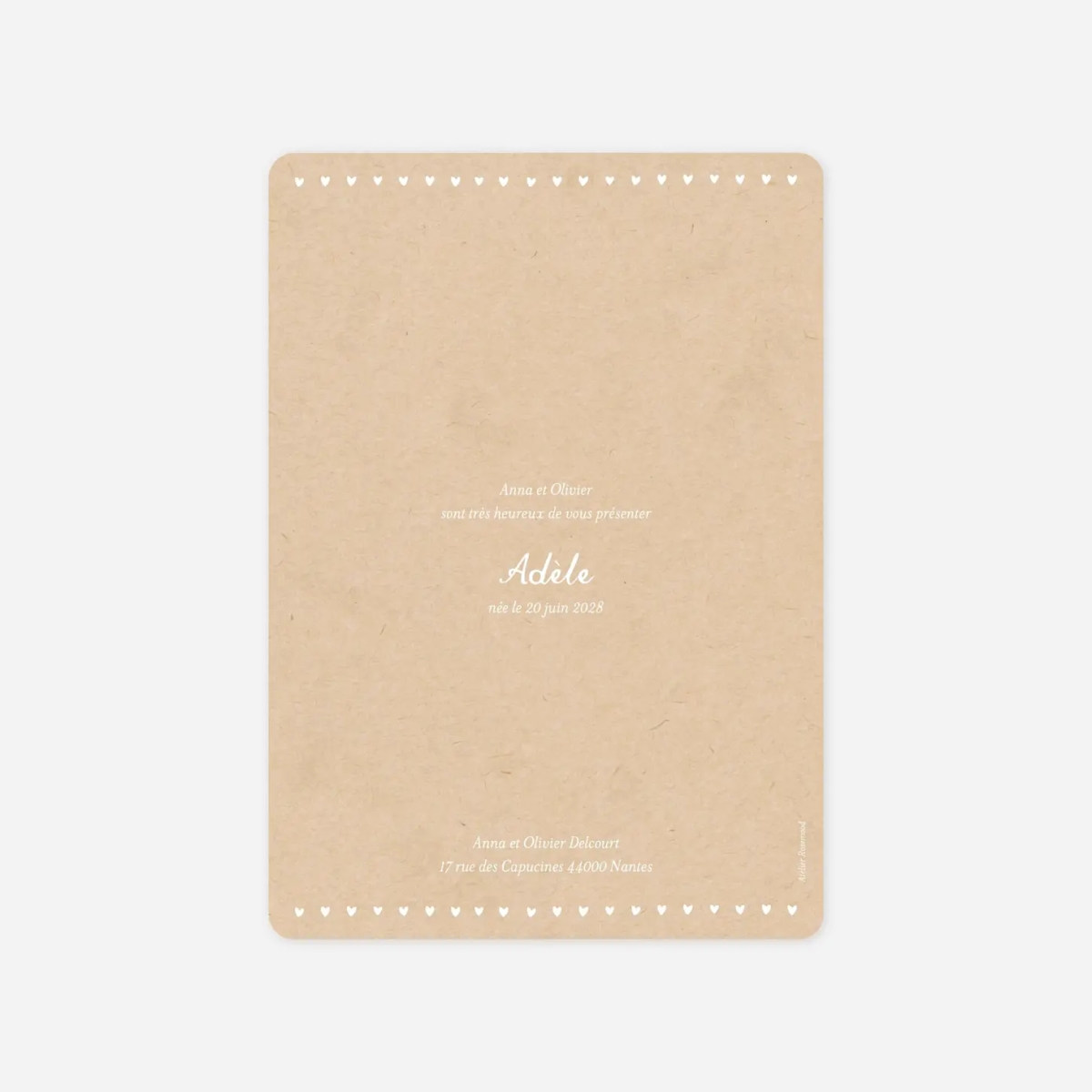 Faire-part naissance Guirlande de coeurs