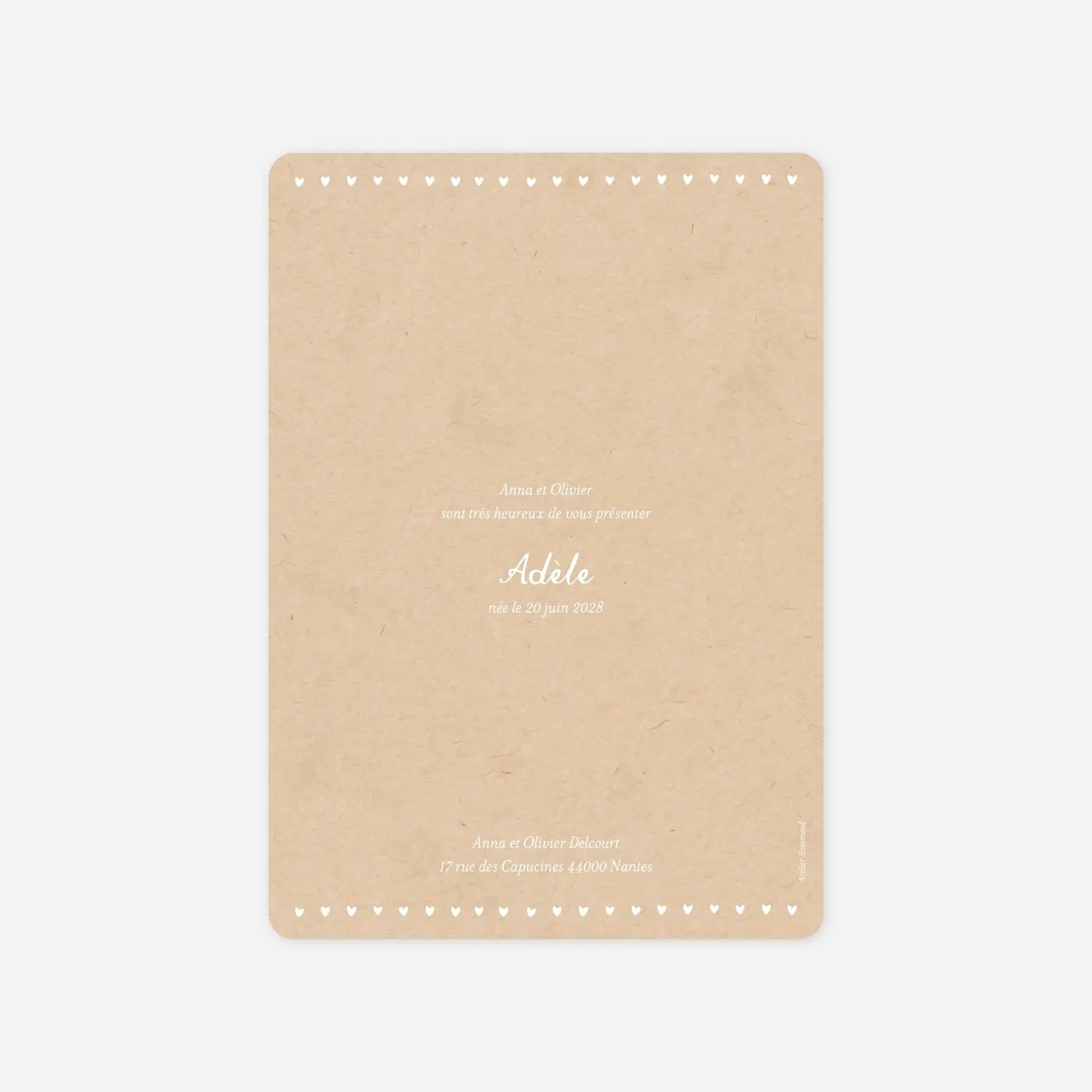 Faire-part naissance Guirlande de coeurs