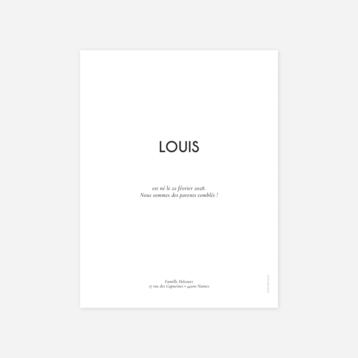 Faire-part naissance Grand format