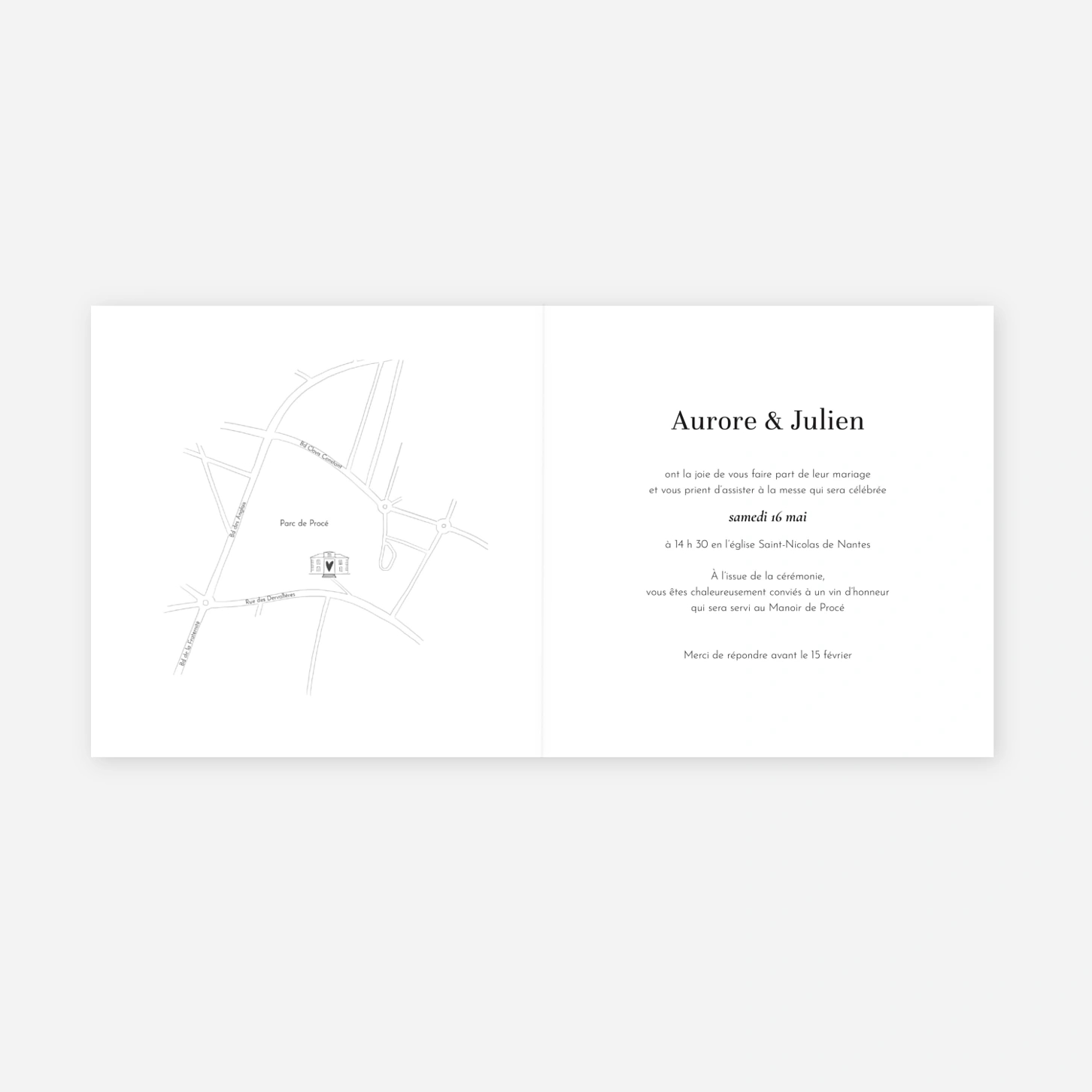 Faire-part mariage Gravure