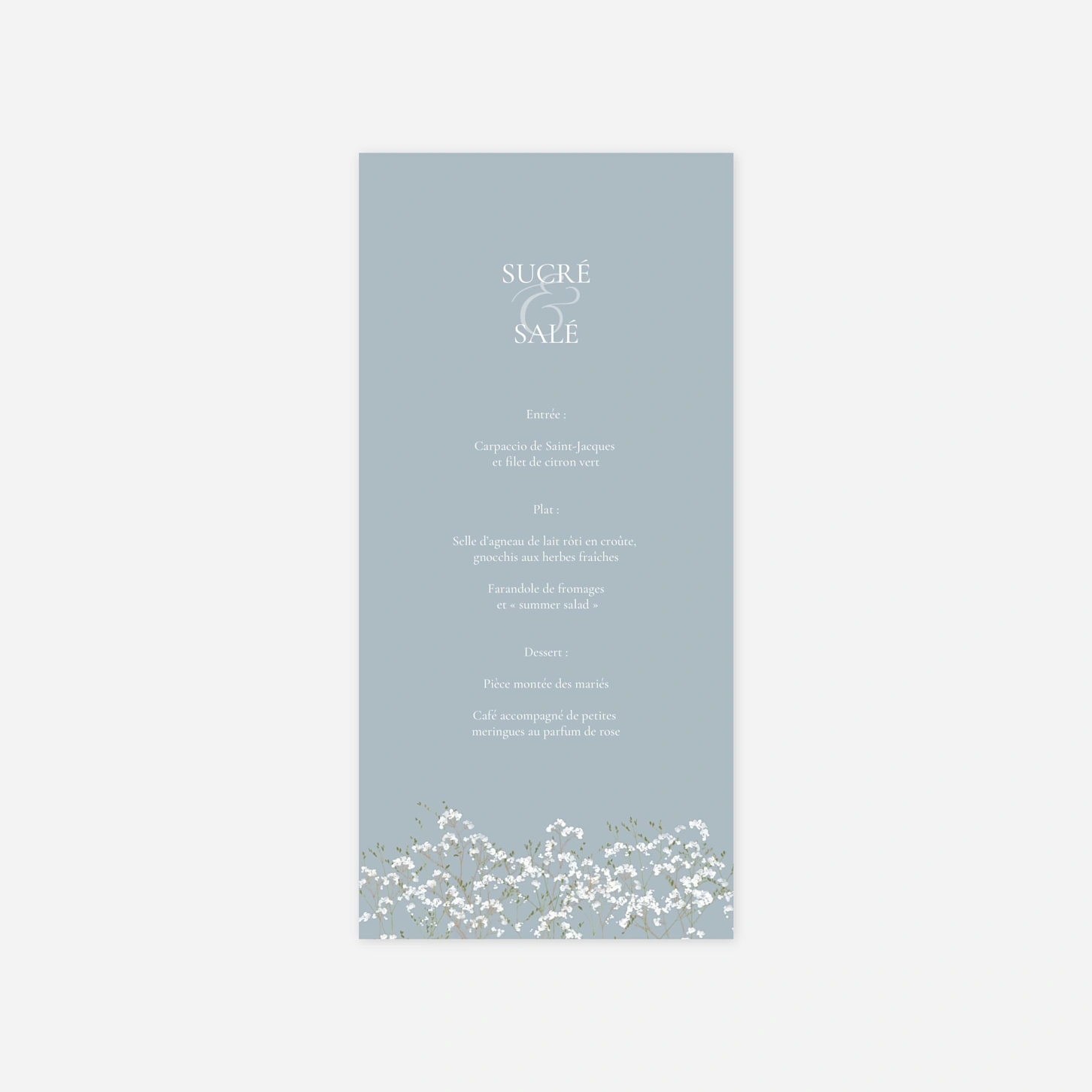 Menu mariage Gypsophile