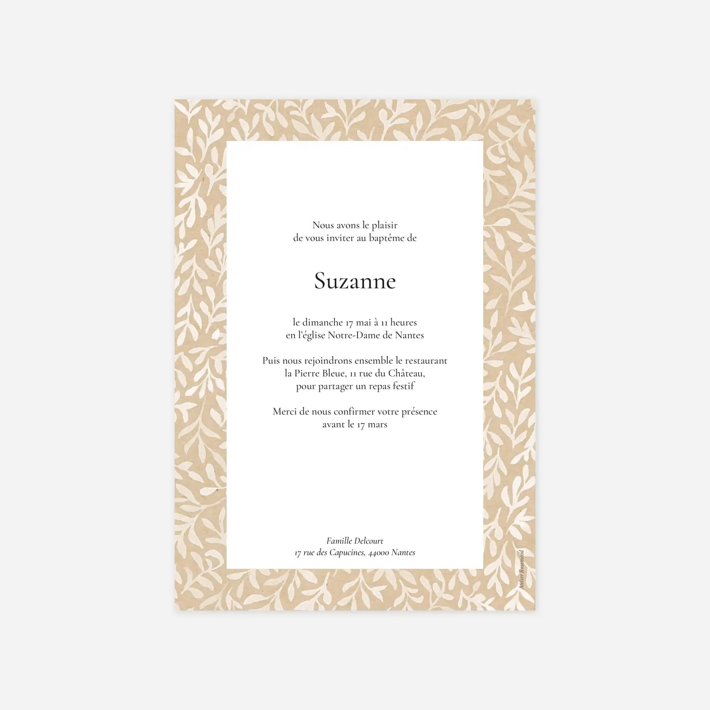 Faire-part baptême Harmonie