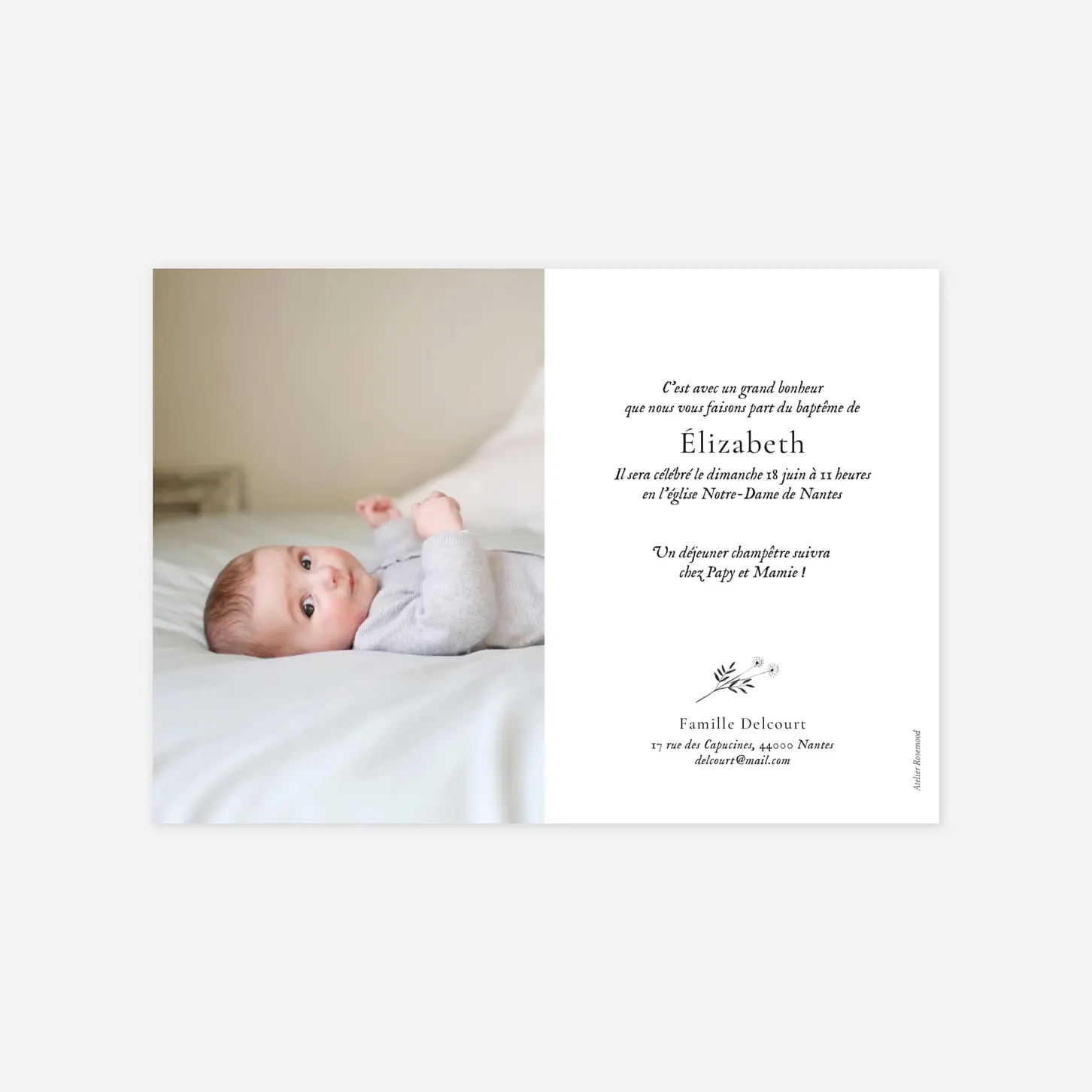 Faire-part baptême Herbier