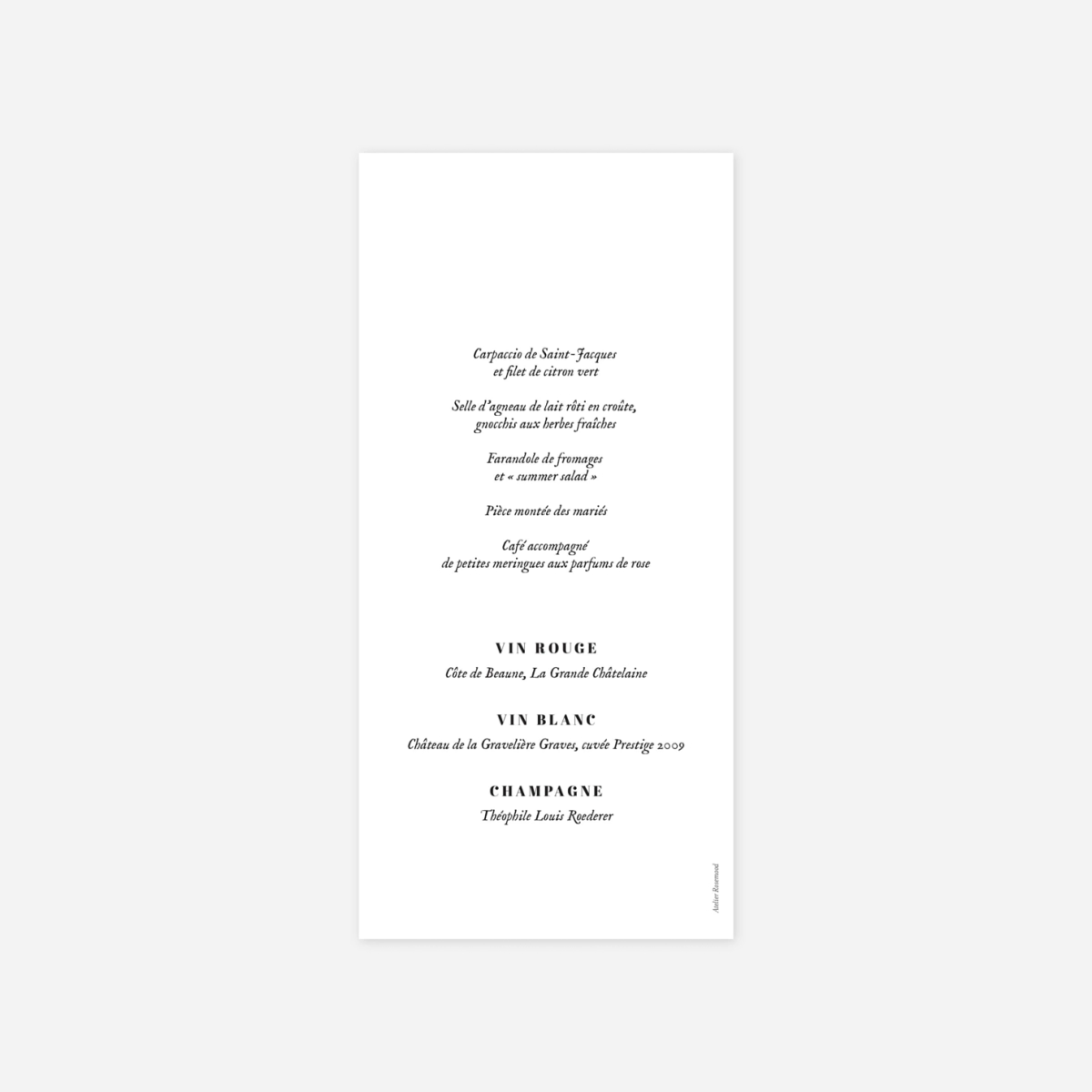 Menu mariage Herbier