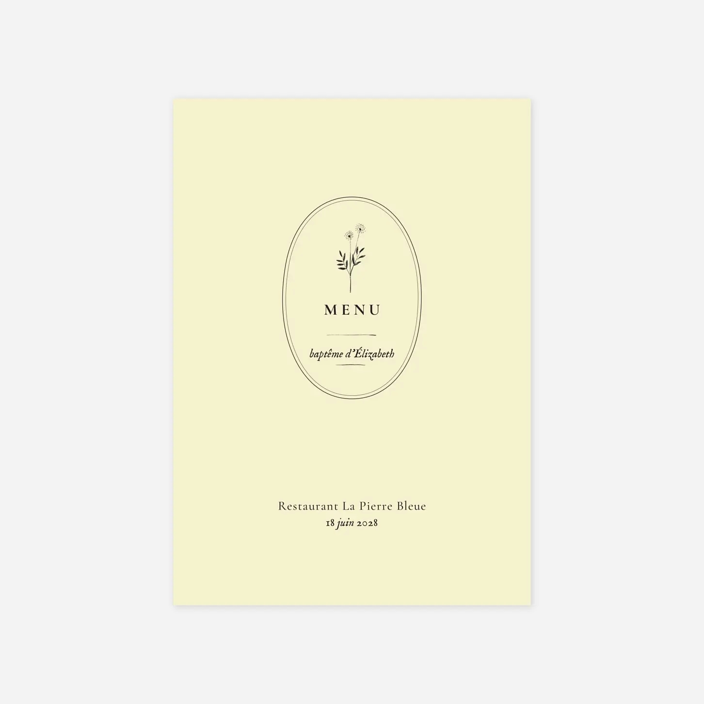 Menu baptême Herbier