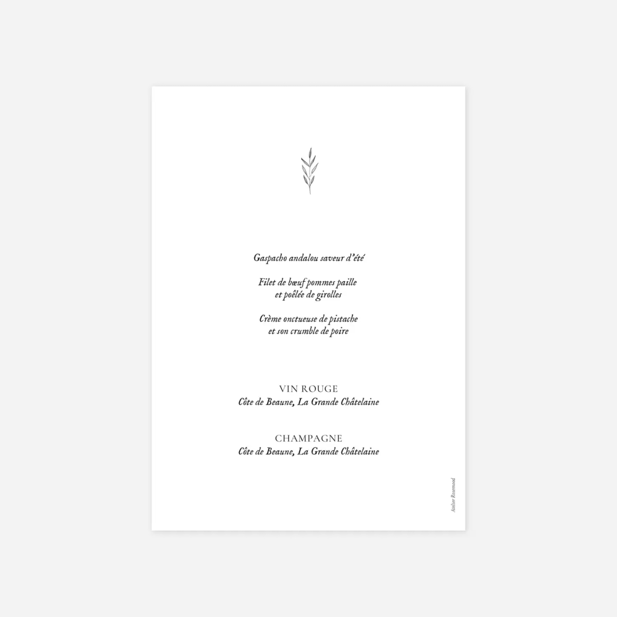 Menu baptême Herbier