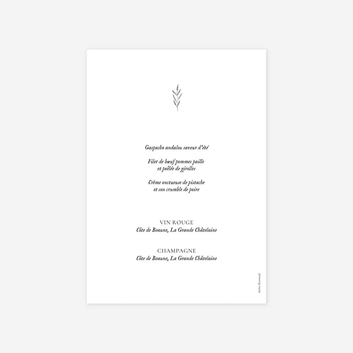 Menu baptême Herbier