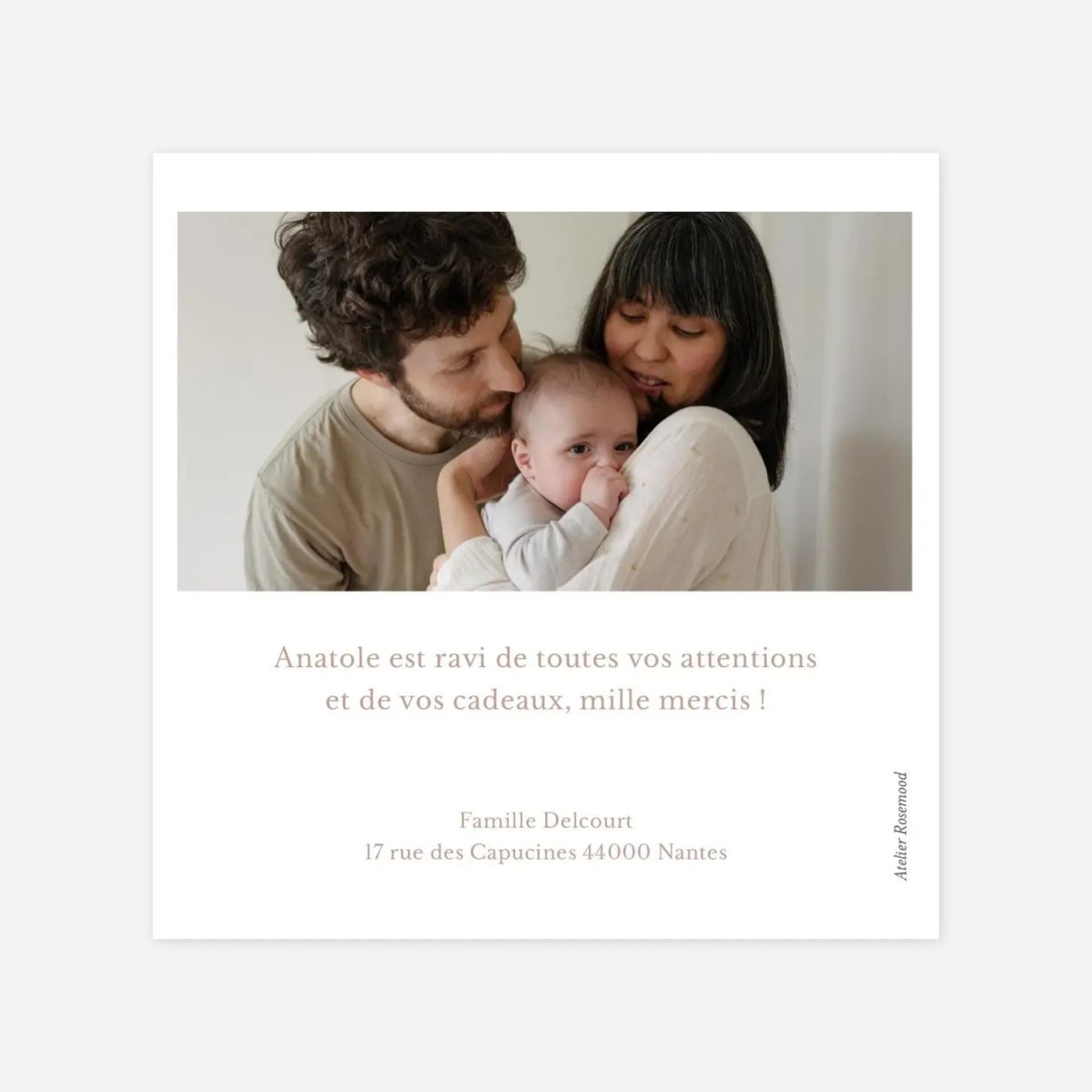 Carte remerciement naissance Histoire de Noël