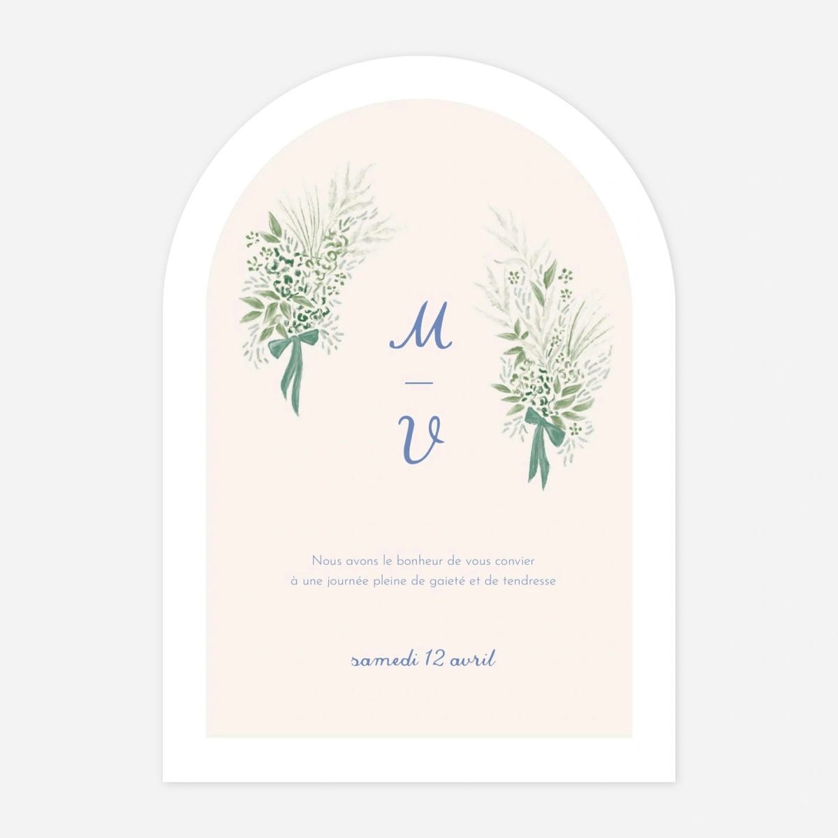 Faire-part mariage Initiales florales