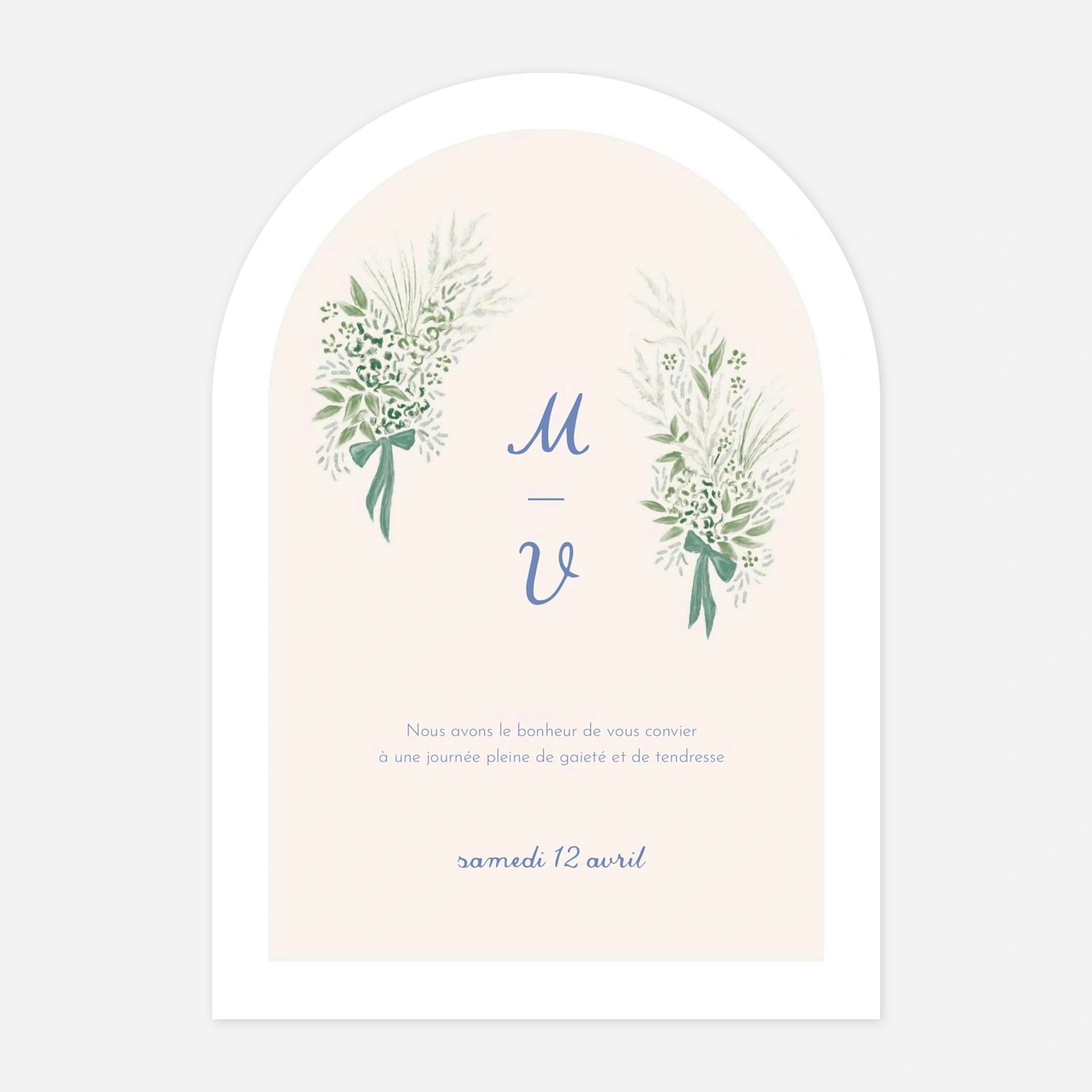 Faire-part mariage Initiales florales