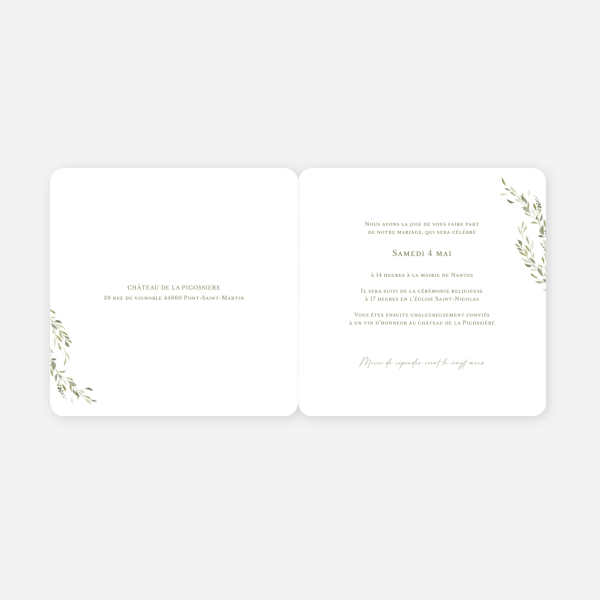 Faire-part mariage Instant botanique