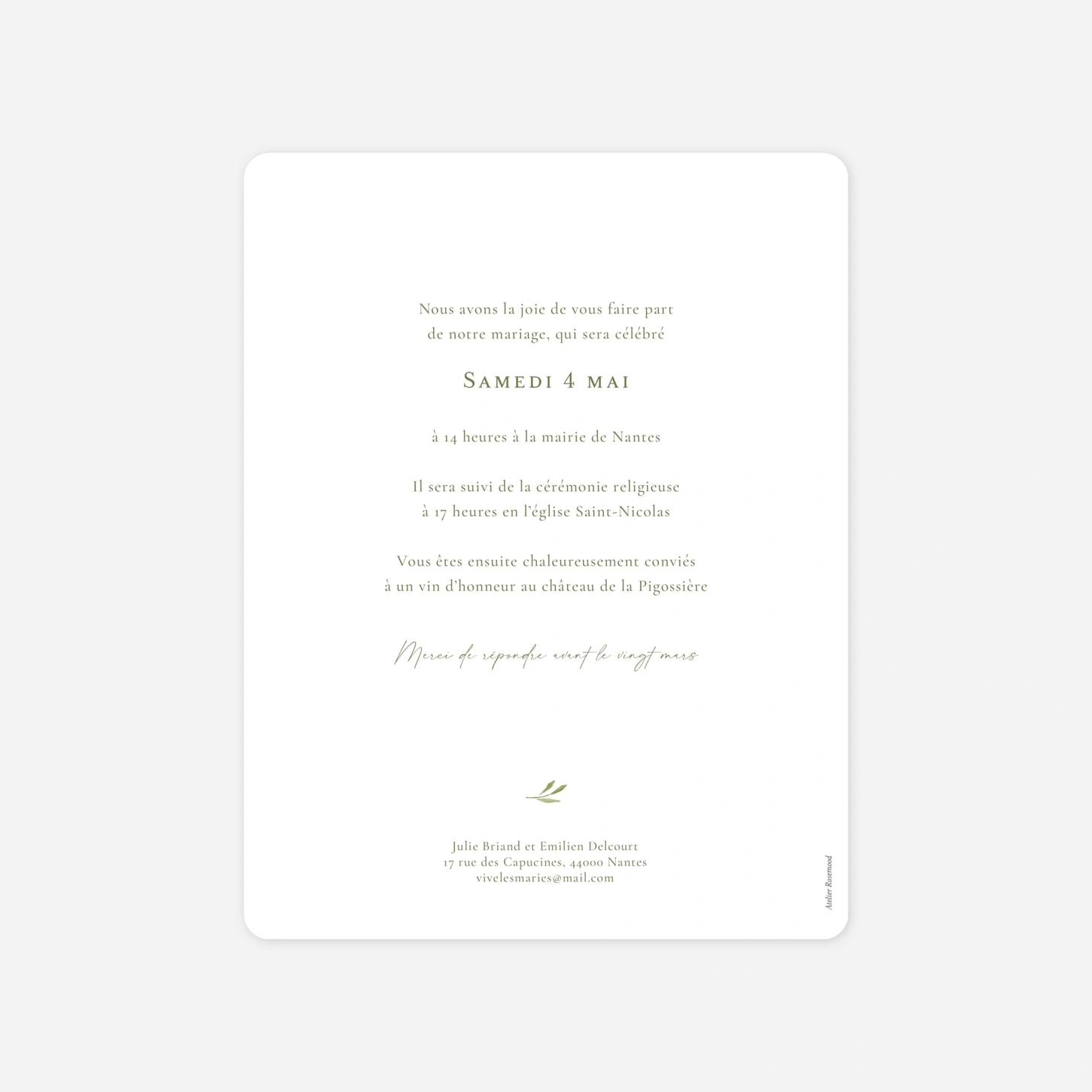 Faire-part mariage Instant botanique