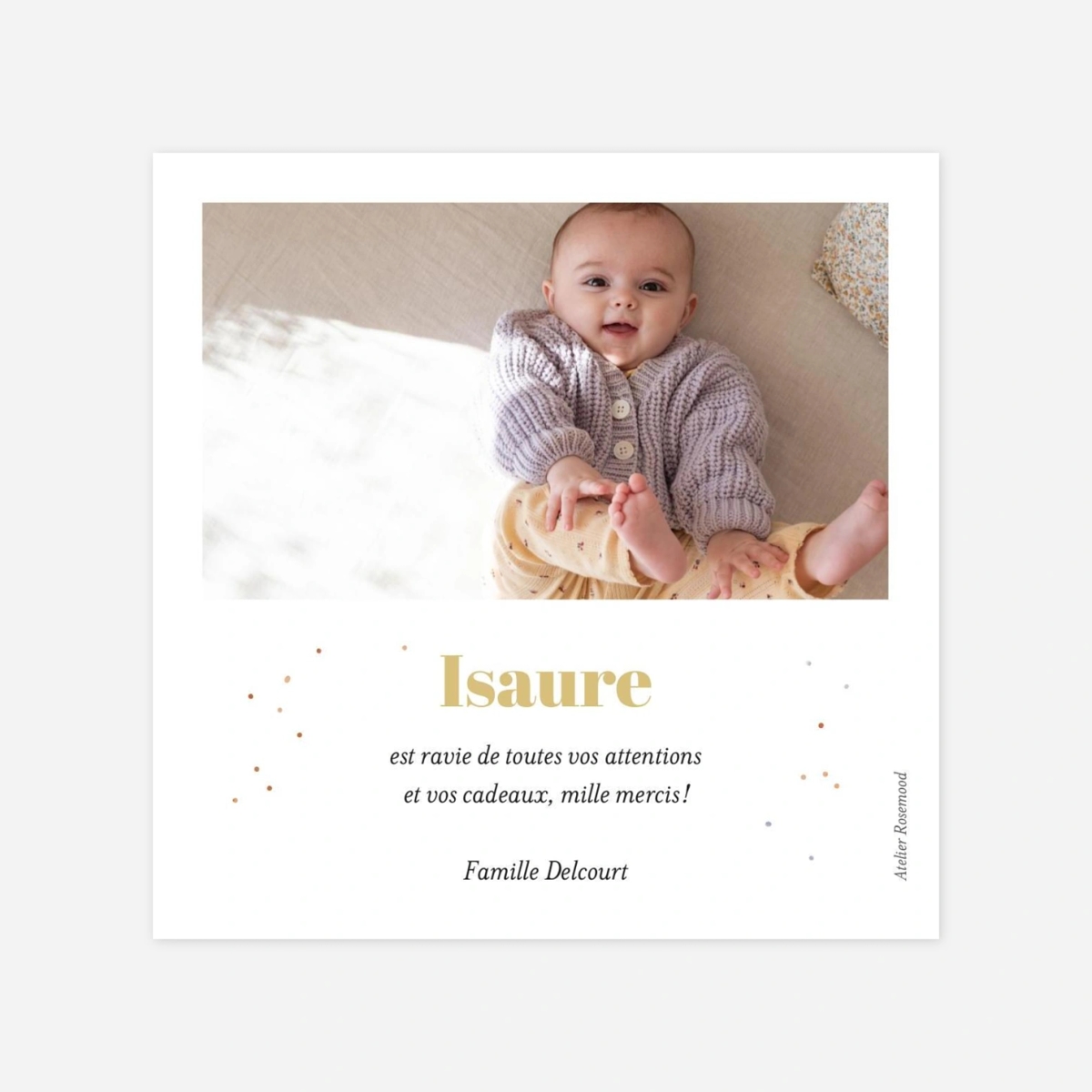 Carte remerciement naissance Instant champêtre