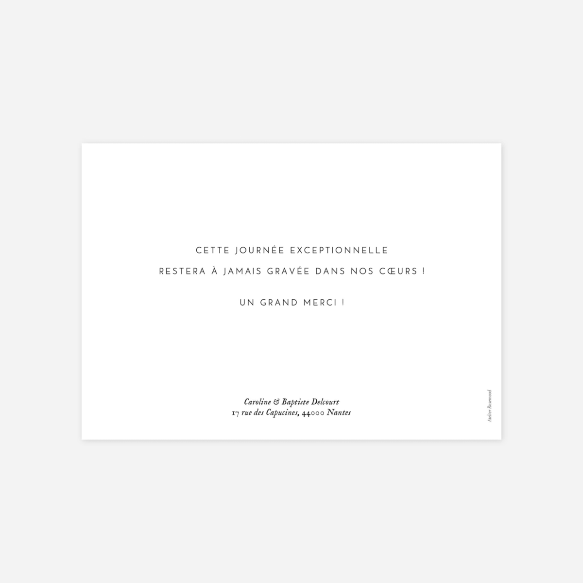 Carte de remerciements Infiniment 3 photos