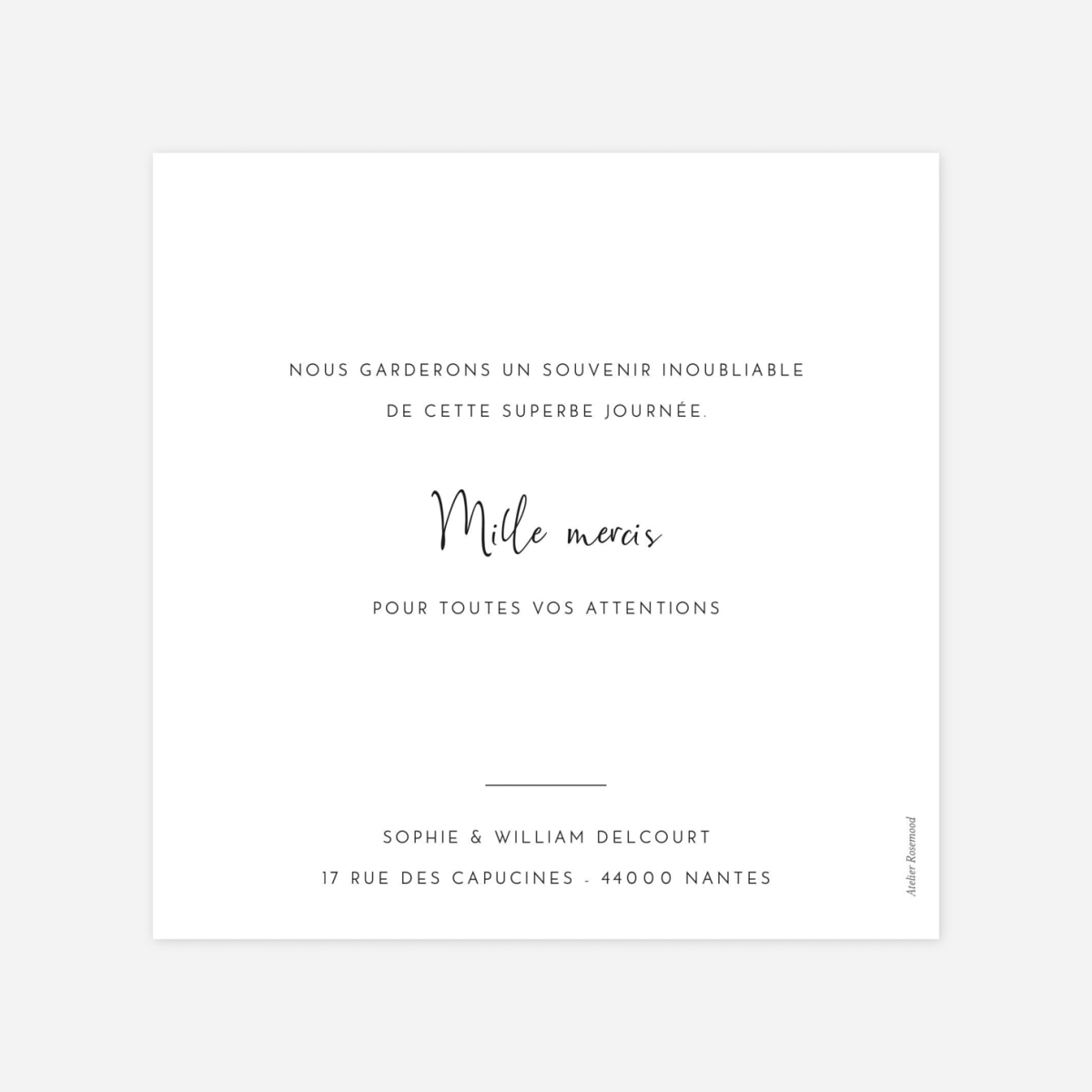 Carte de remerciements Intemporel