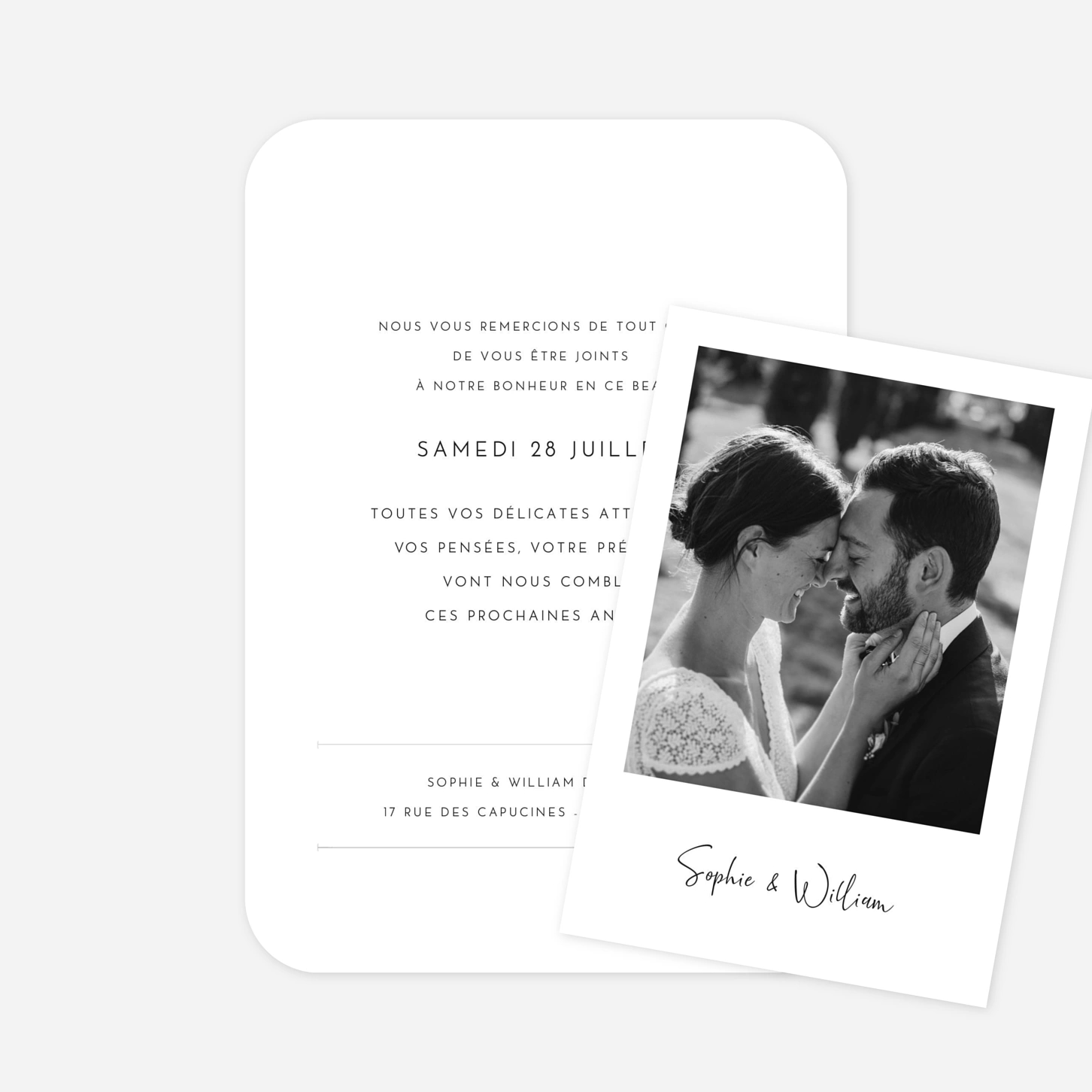 Carte de remerciements Intemporel