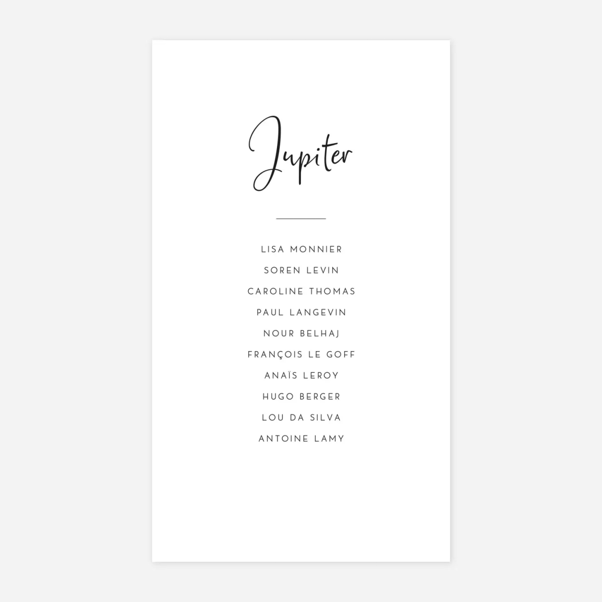 Nom de table mariage Intemporel