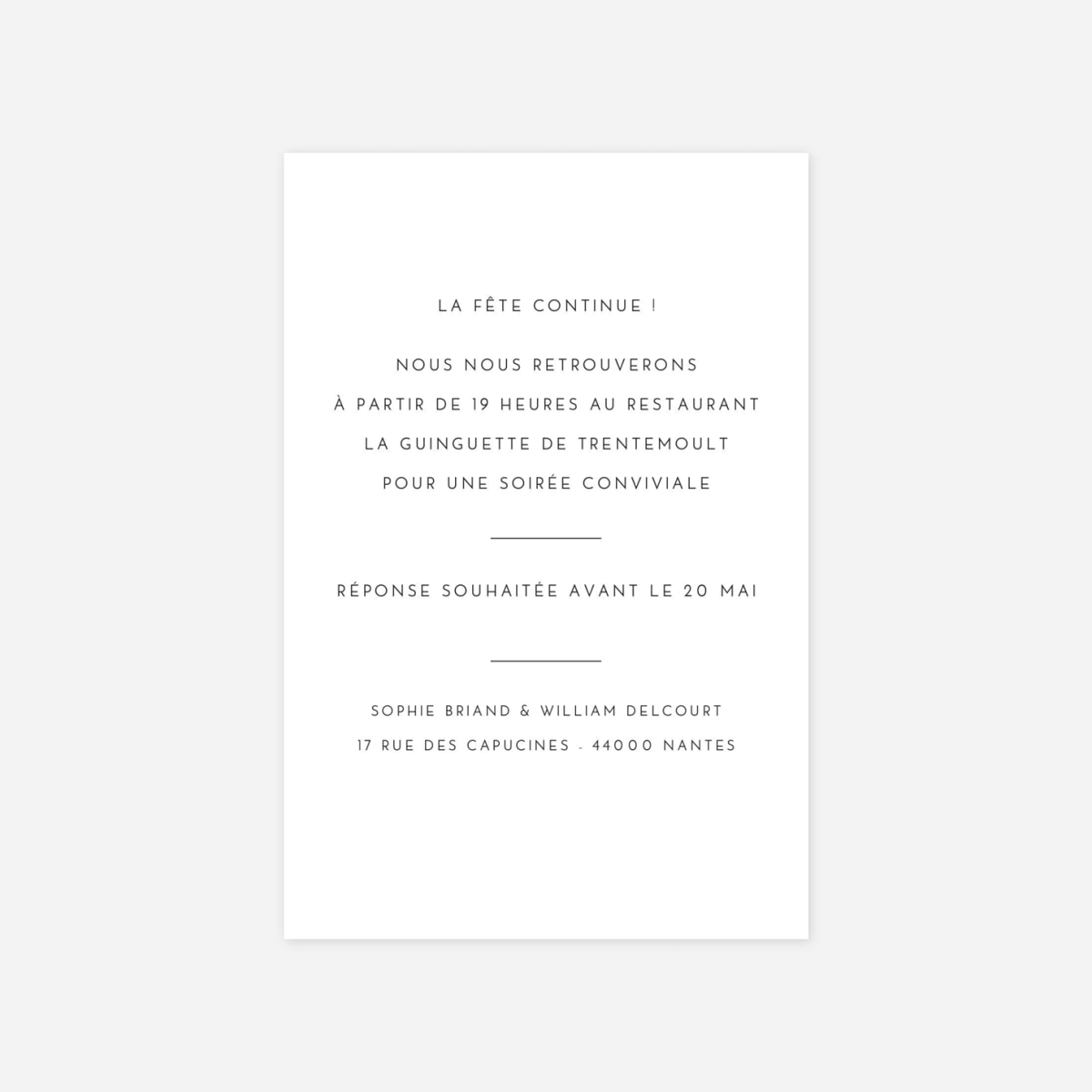 Carton d'invitation Intemporel