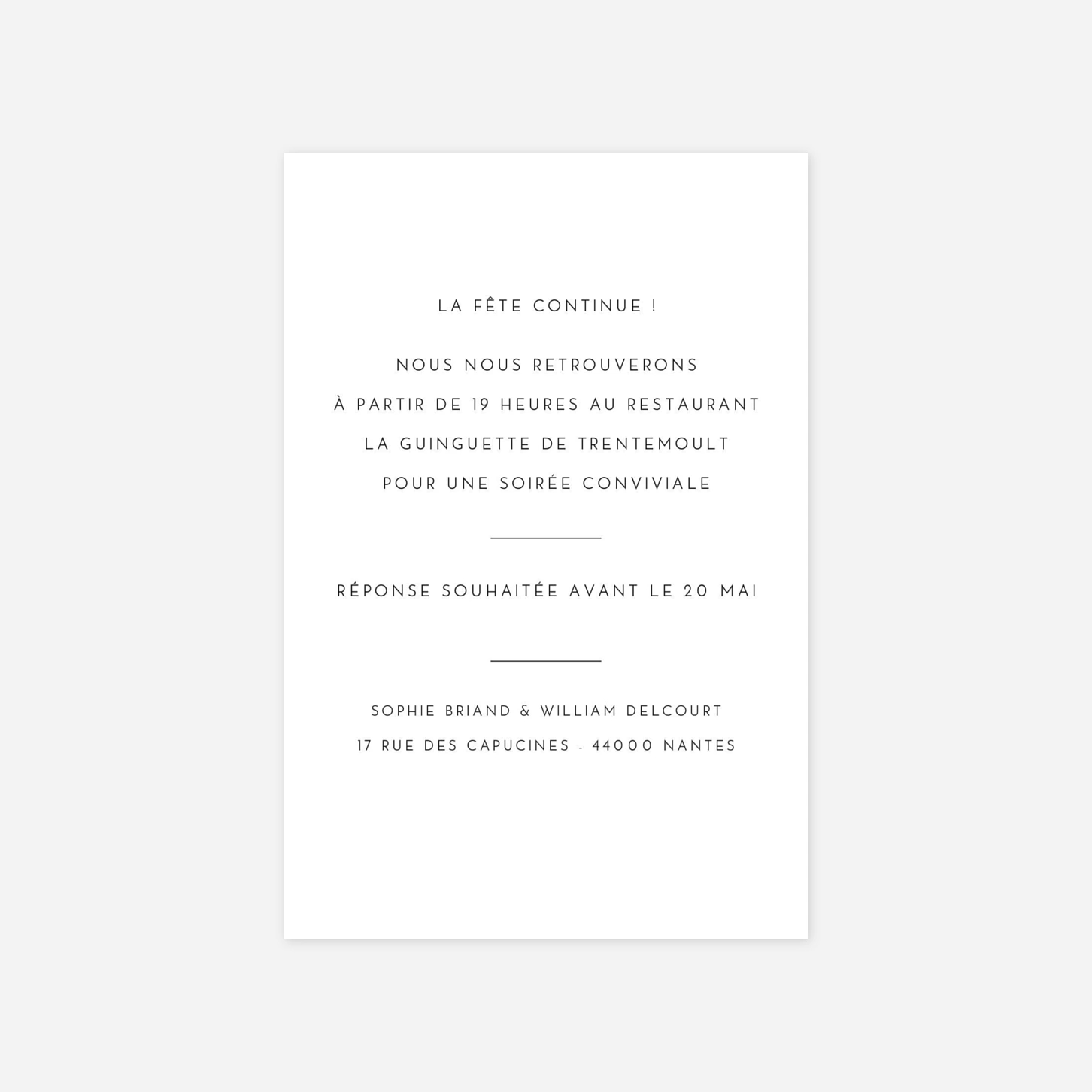 Carton d'invitation Intemporel