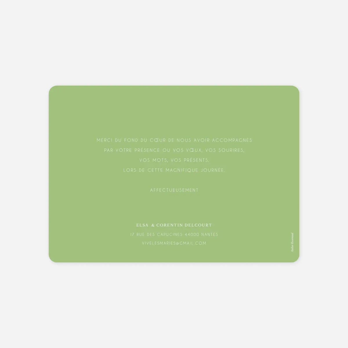 Carte de remerciements Jardin anglais