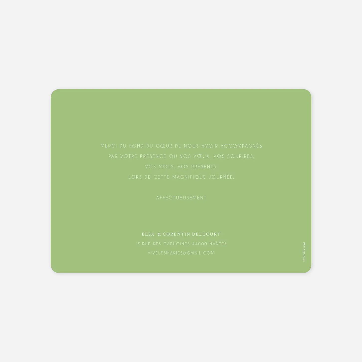 Carte de remerciements Jardin anglais