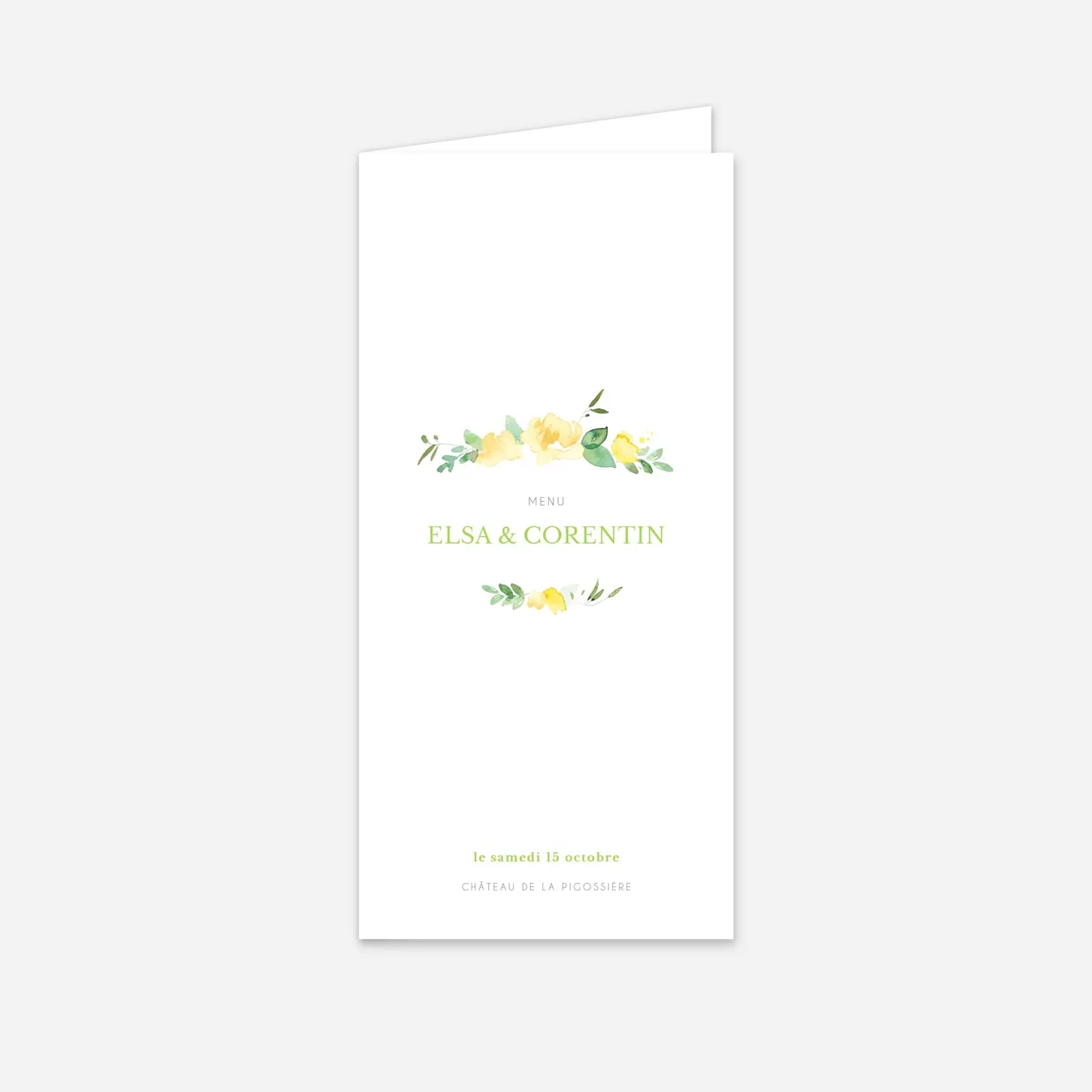 Menu mariage Jardin anglais