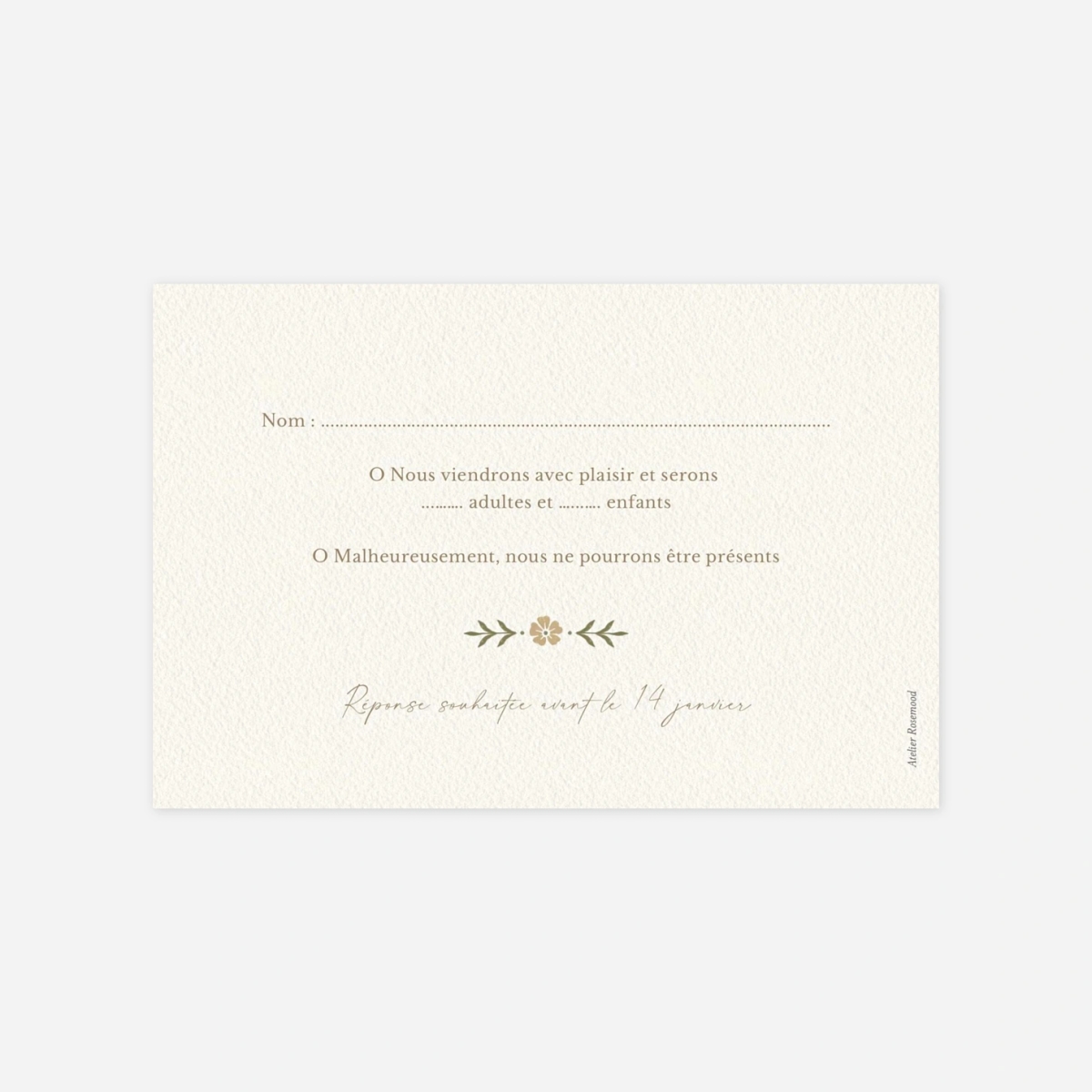 Carton réponse Jardin éternel